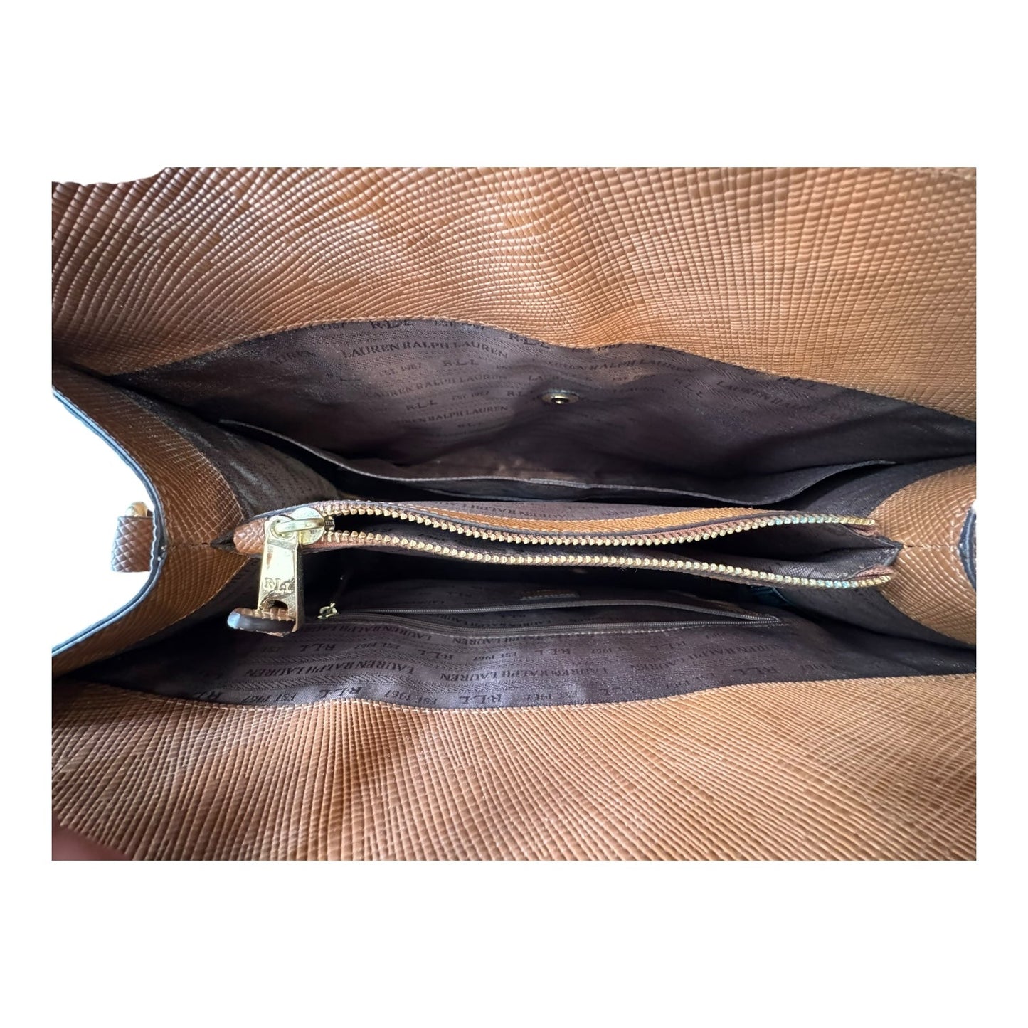 Handbag Leather By Ralph Lauren In Brown, Size:Large