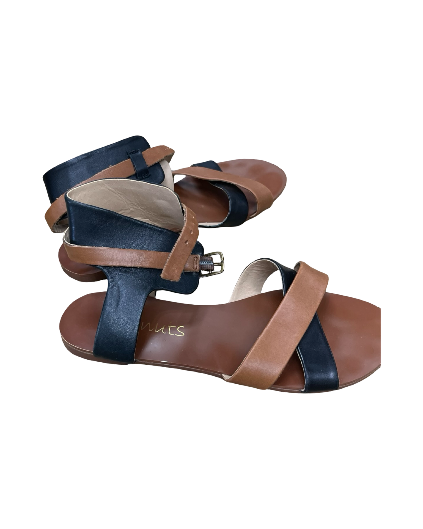 Sandals Flats By Coconuts In Black & Brown, Size:7.5