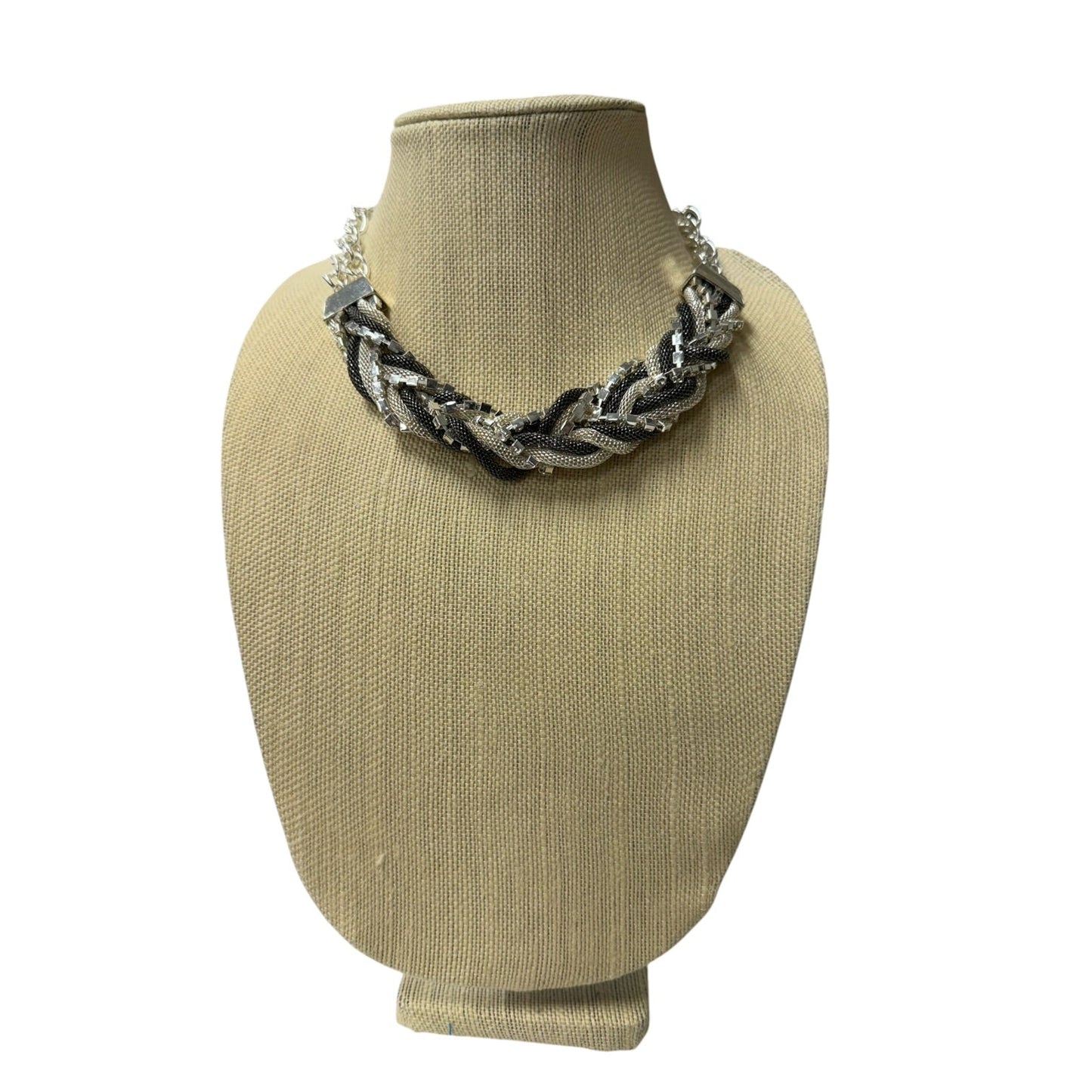 Necklace Statement In Black & Silver