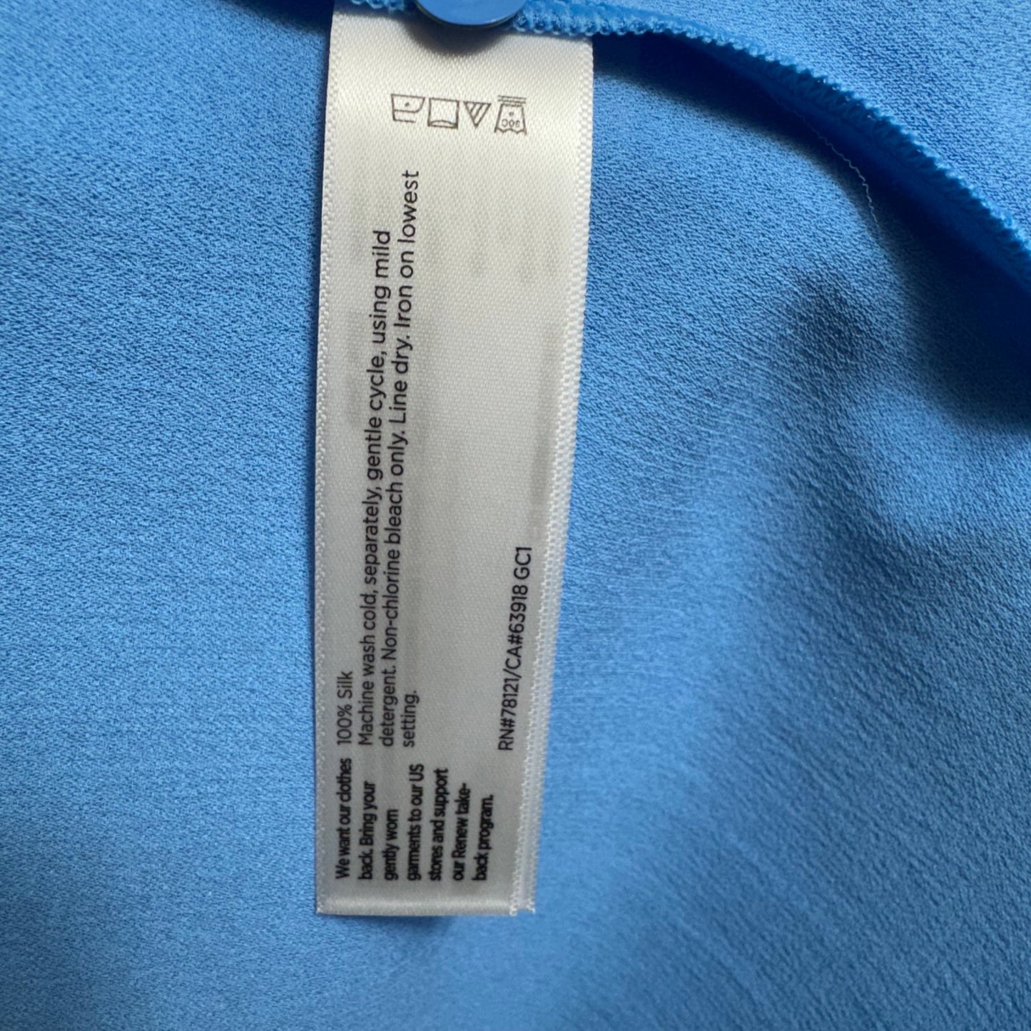 Silk Georgette Crepe Classic Collar Shirt By Eileen Fisher In Azure Blue, Size: L