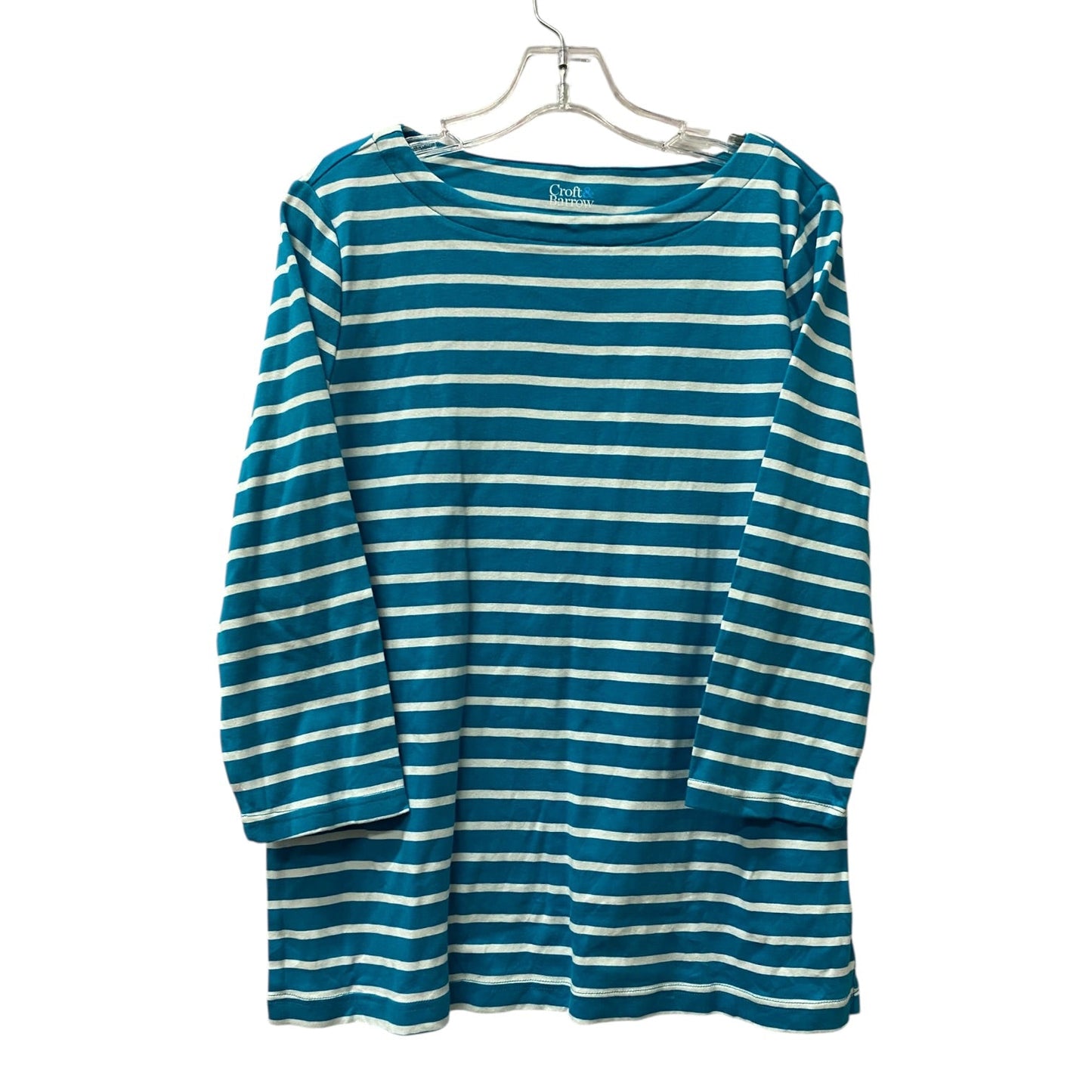 Top 3/4 Sleeve By Croft And Barrow In Aqua, Size:L