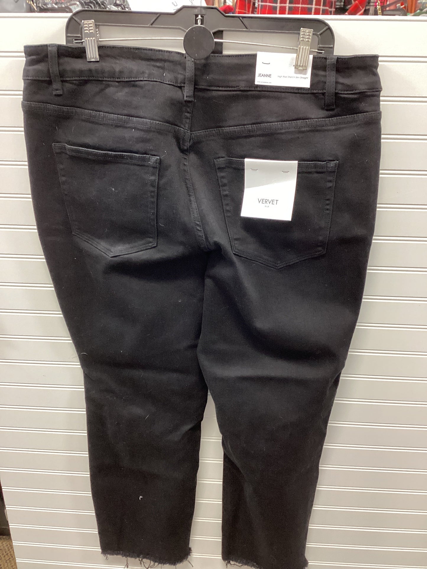 Jeans Straight By Vervet In Black Denim, Size:16
