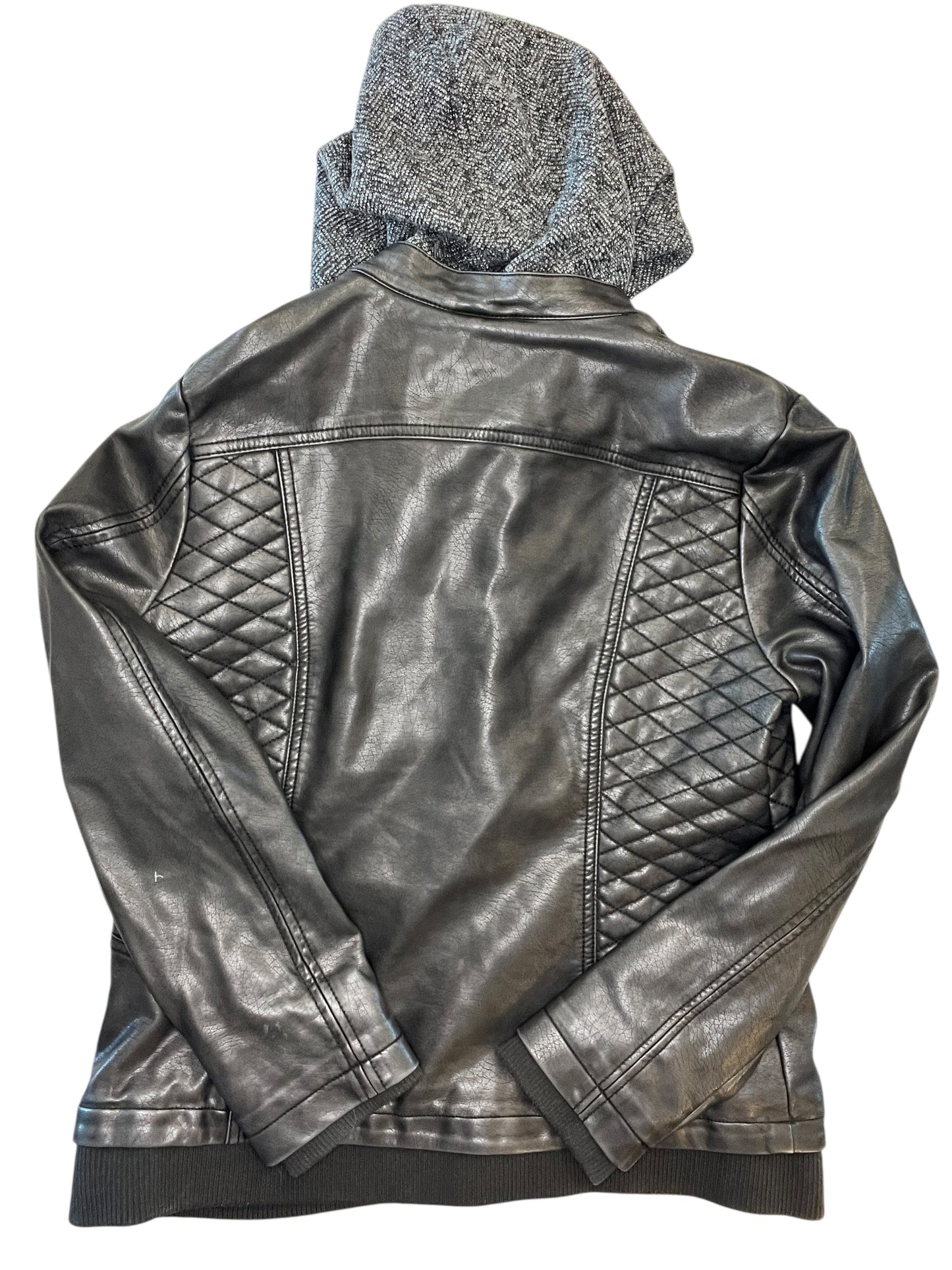 Jacket Moto By Clothes Mentor In Black, Size:L