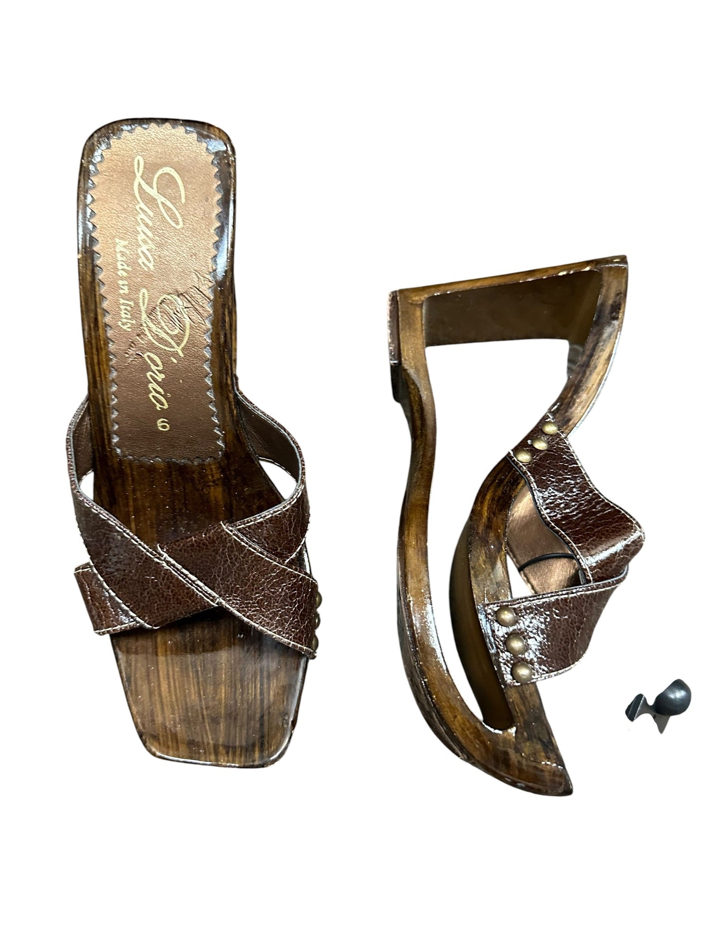 Shoes Heels Wedge By Clothes Mentor In Brown, Size:6