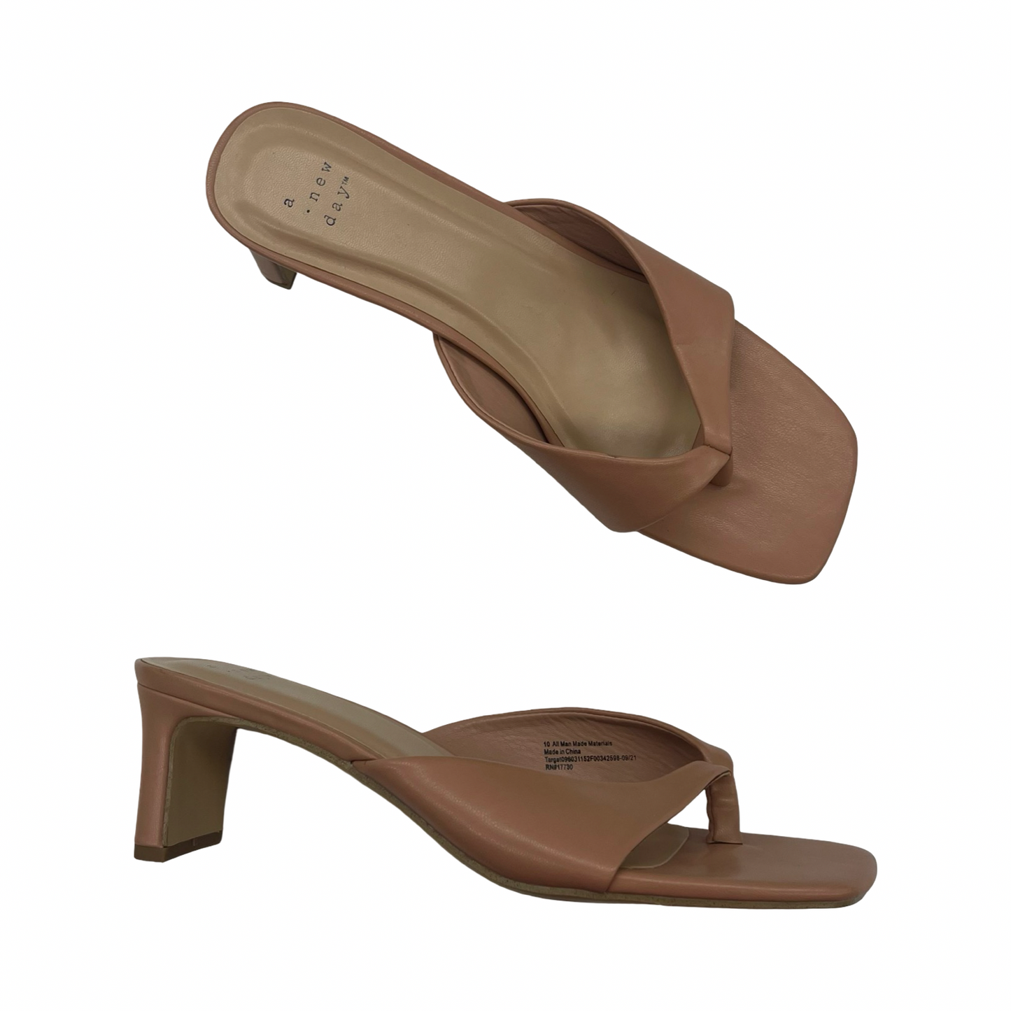 Sandals Heels Kitten By A New Day In Tan, Size:10