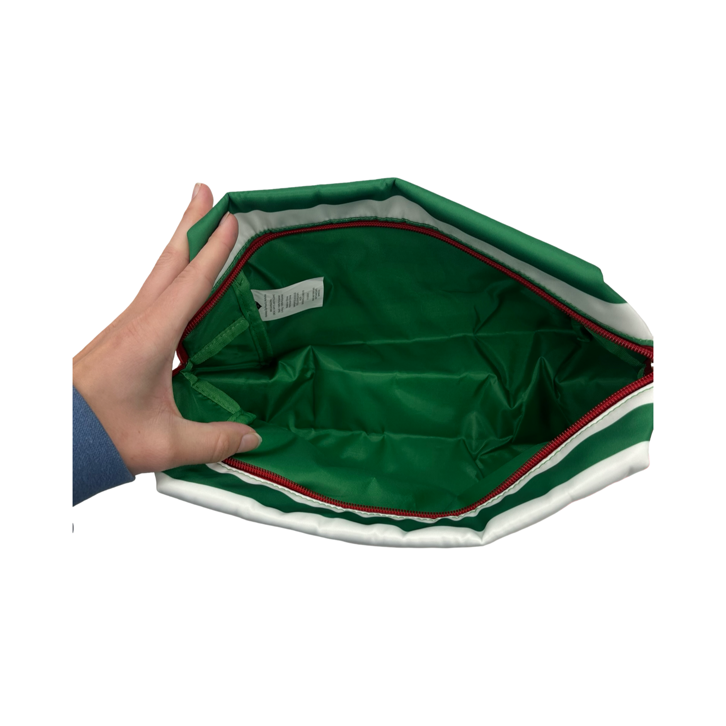 Makeup Bag By Clothes Mentor In Green & White, Size:Large