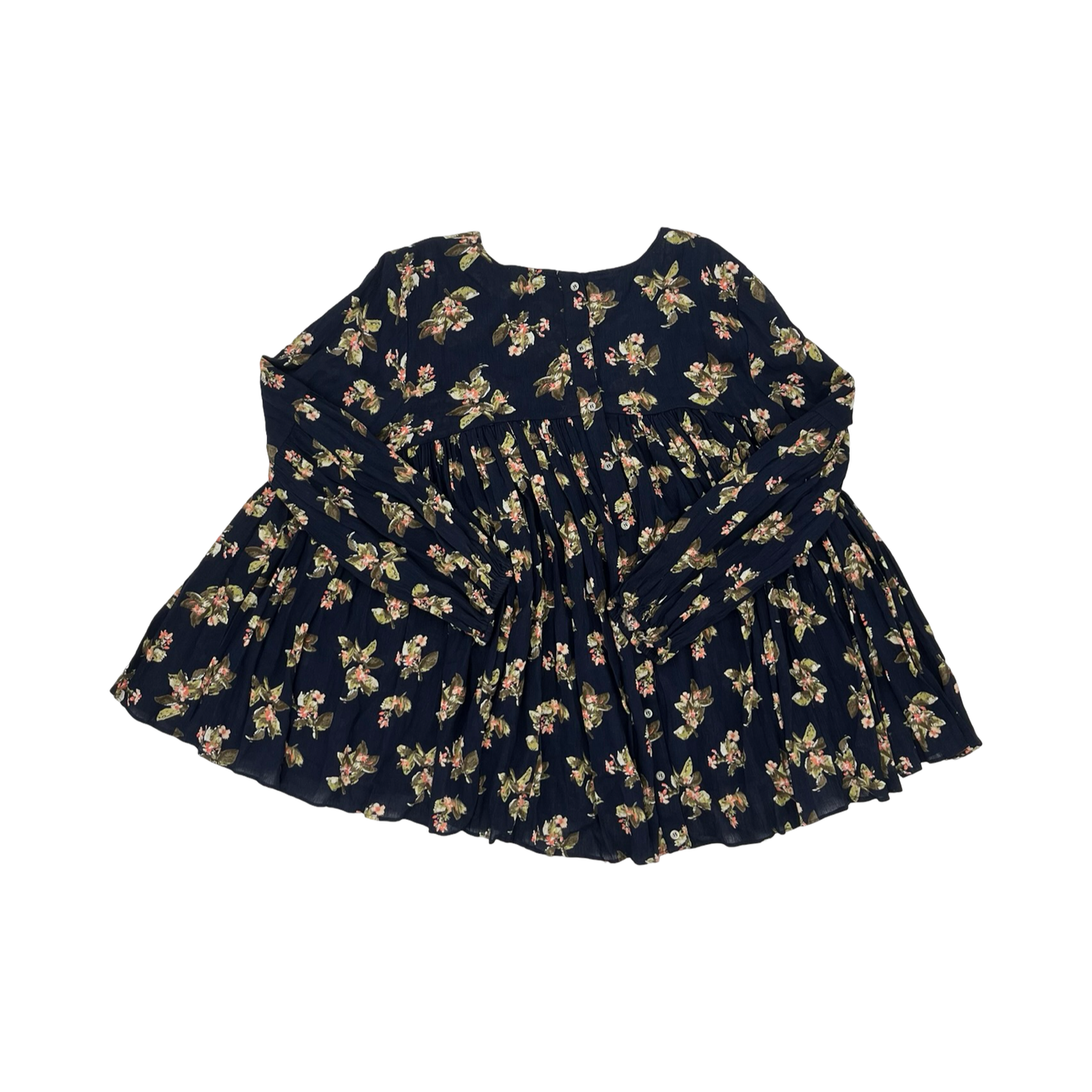 Blouse Ls By Chelsea And Theodore In Navy, Size:L