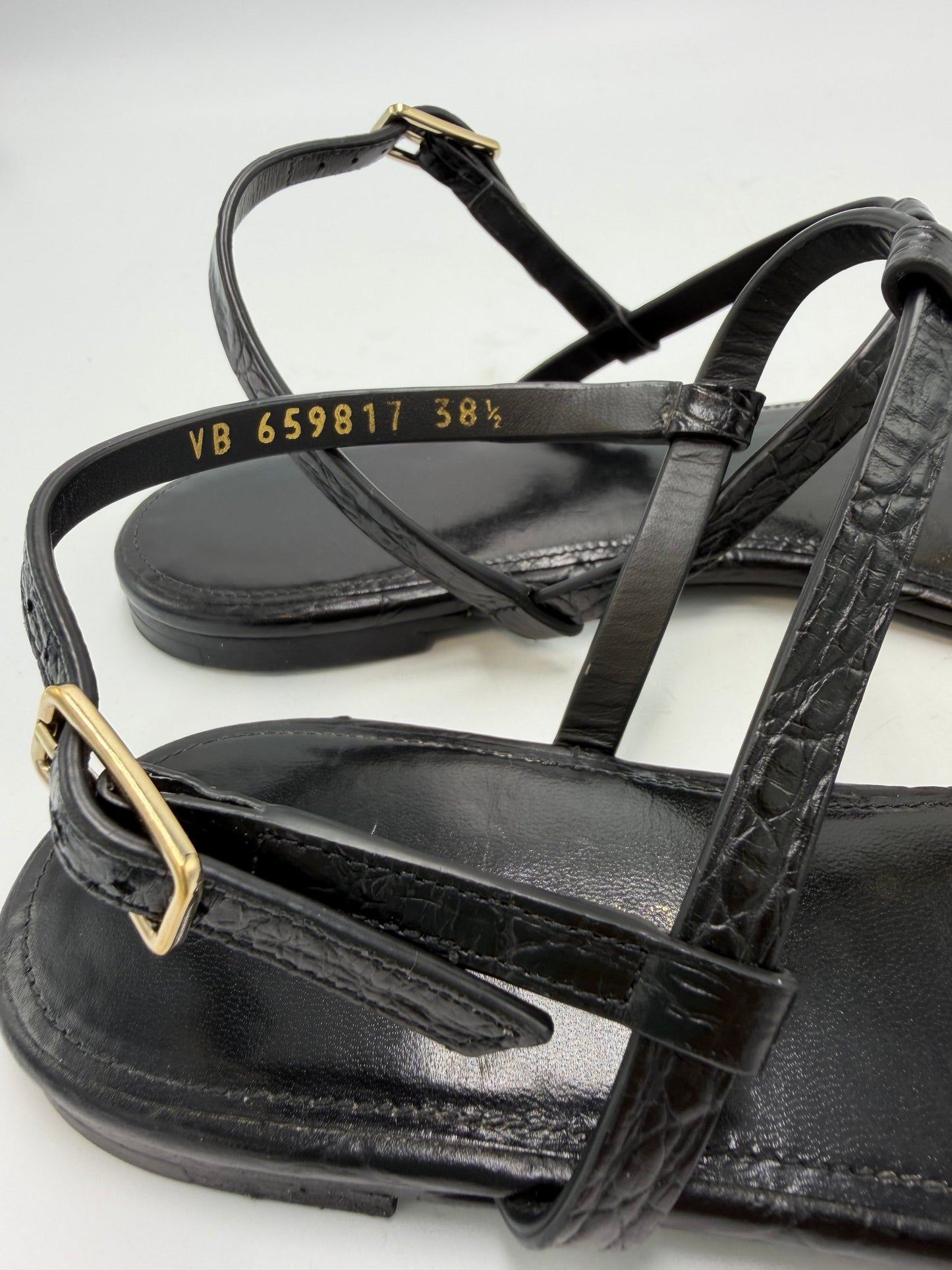 Yves Saint Laurent Cassandra Embossed Luxury Sandals, Size: 8 (38.5)