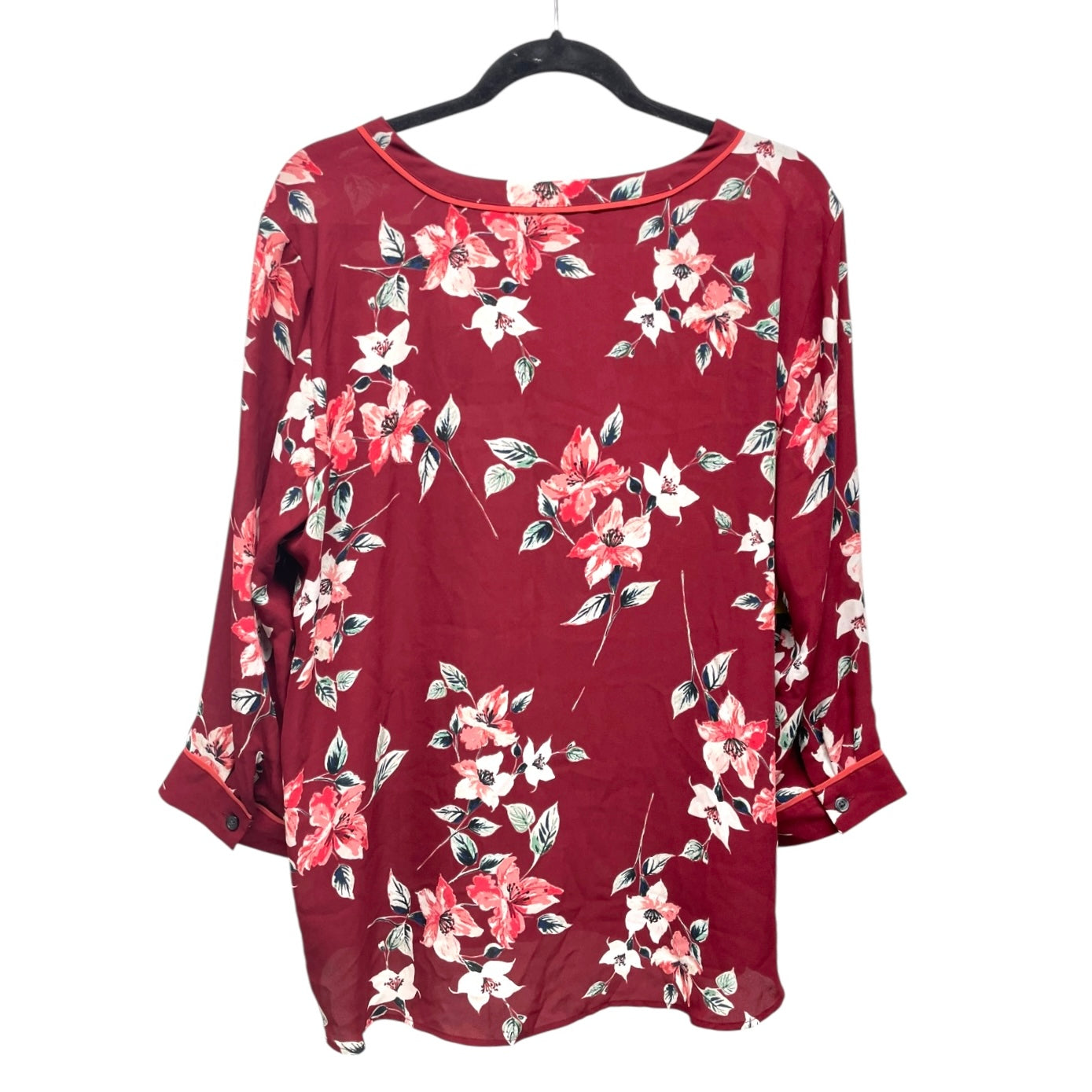 Top Long Sleeve Basic By Croft And Barrow In Maroon, Size: Xl