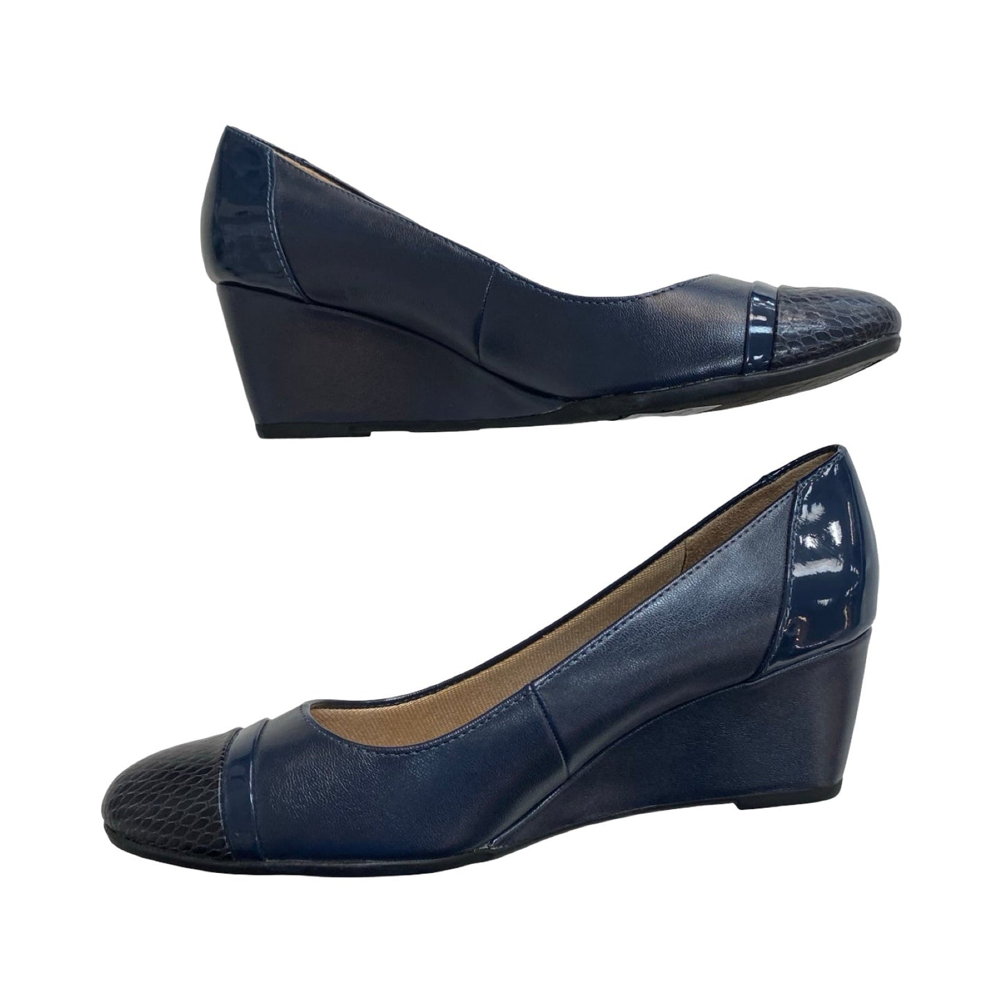 Shoes Heels Block By Abella In Navy, Size:7.5