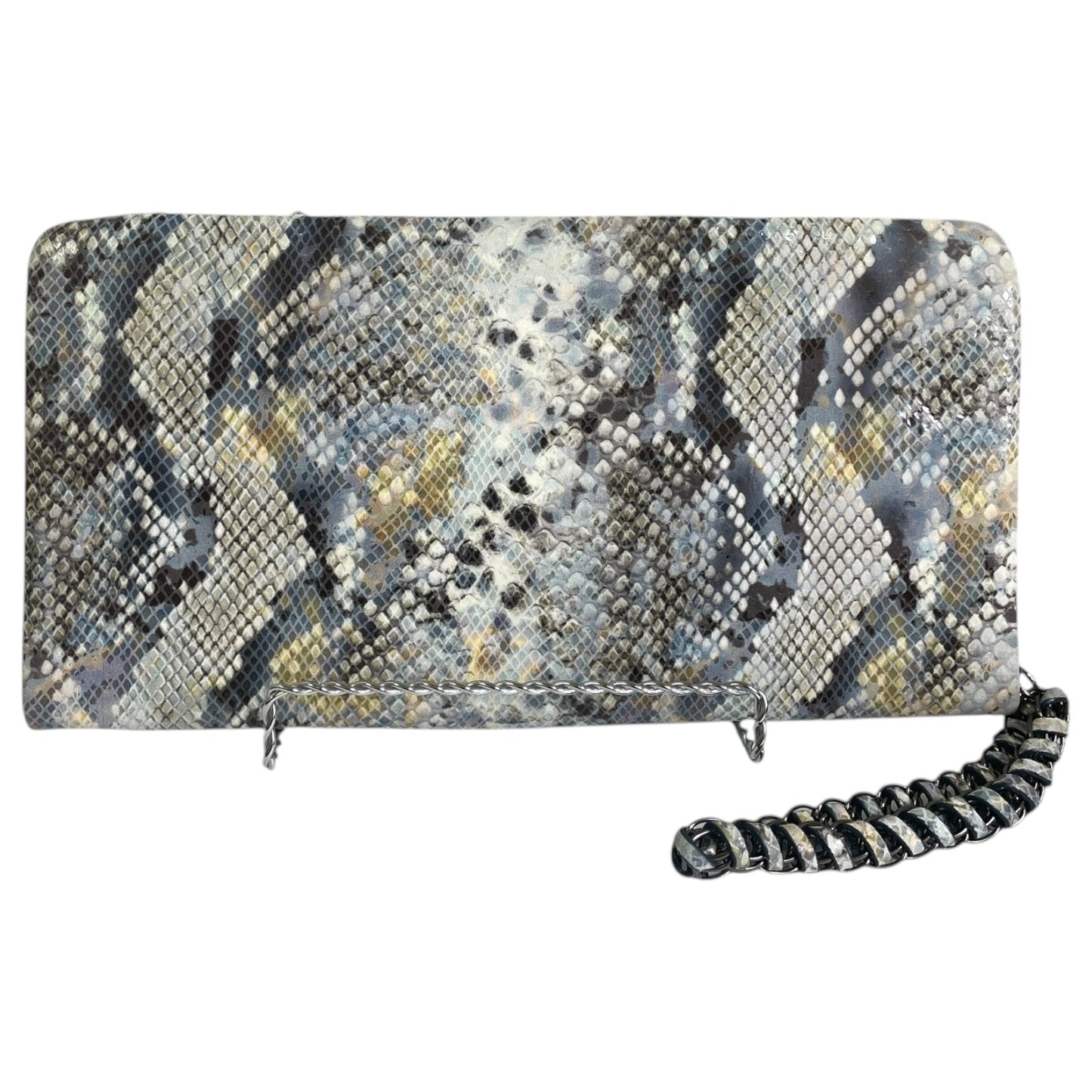 Clutch Leather By Oryany In Blue & Tan, Size:Large