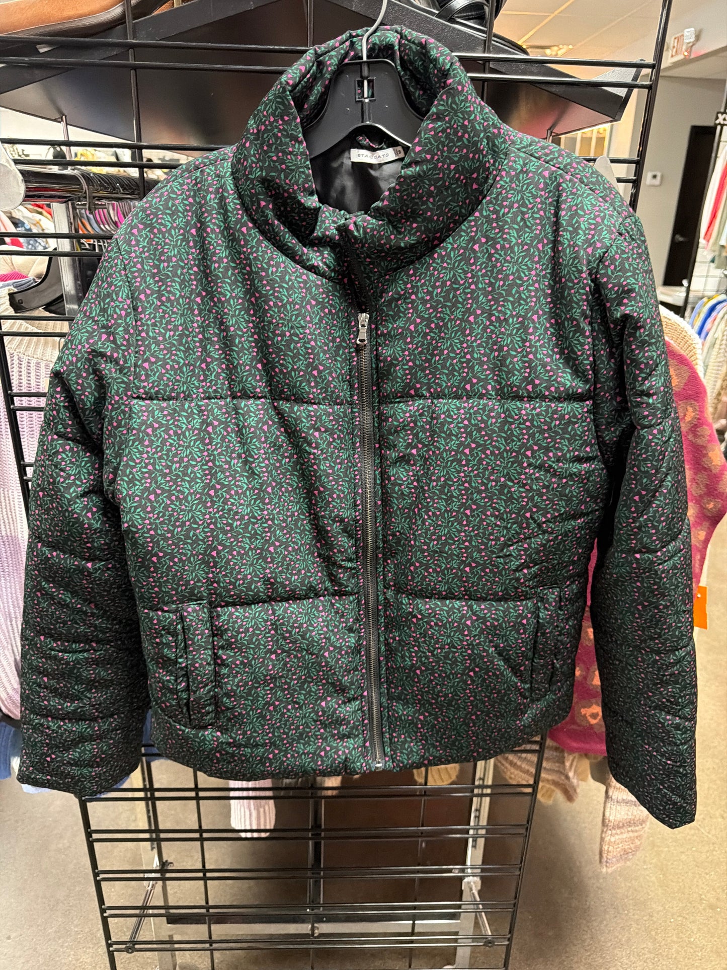 Jacket Puffer & Quilted By Staccato In Green, Size:M