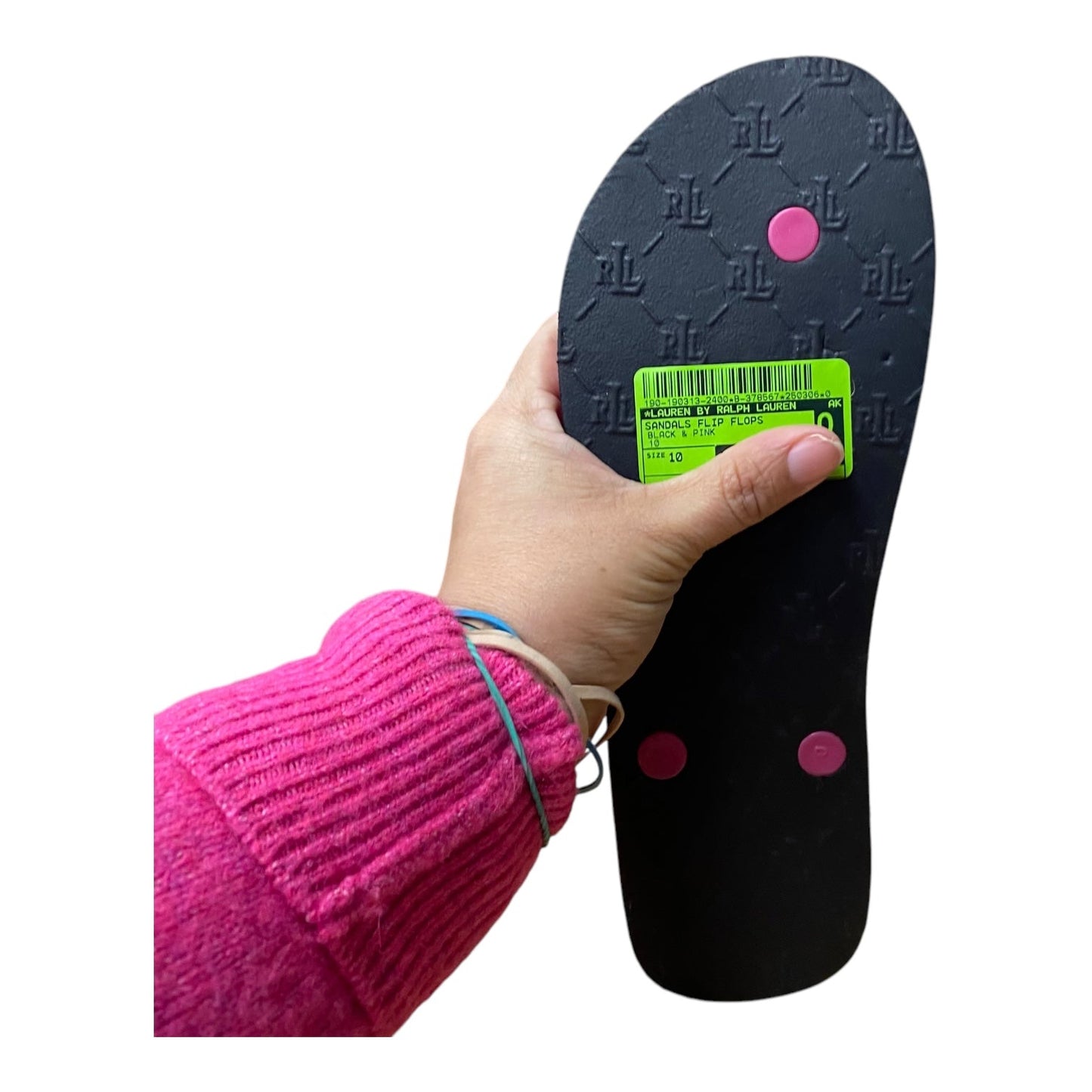 SANDALS FLIP FLOPS by LAUREN BY RALPH LAUREN In BLACK & PINK, Size: 10
