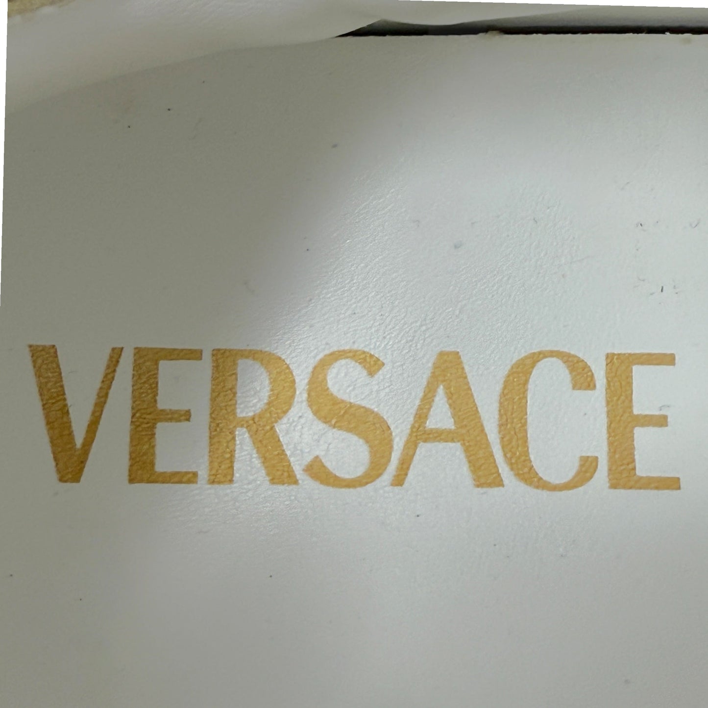 Greca Leopard Embroidered Sneakers Luxury Designer By Versace In White, Size: 7.5