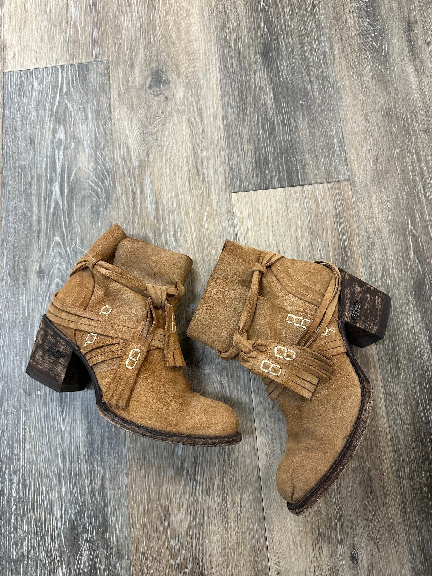 Boots Ankle Heels By Miss Macie In Tan, Size: 8.5