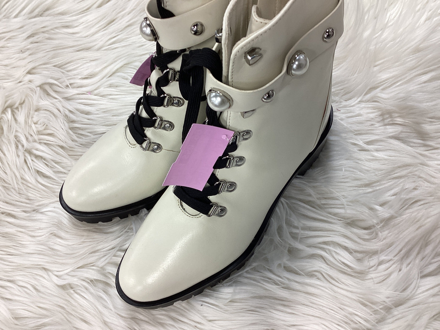 Boots Designer By Karl Lagerfeld In Cream, Size:8.5