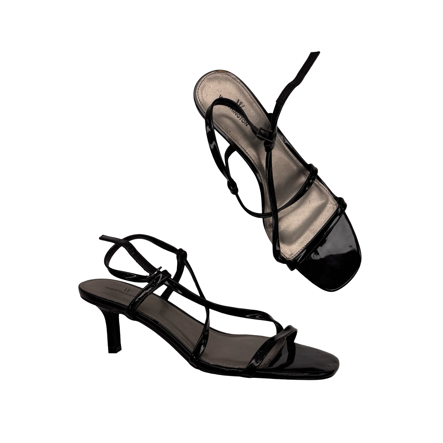 Sandals Heels Kitten By Worthington In Black, Size:9.5