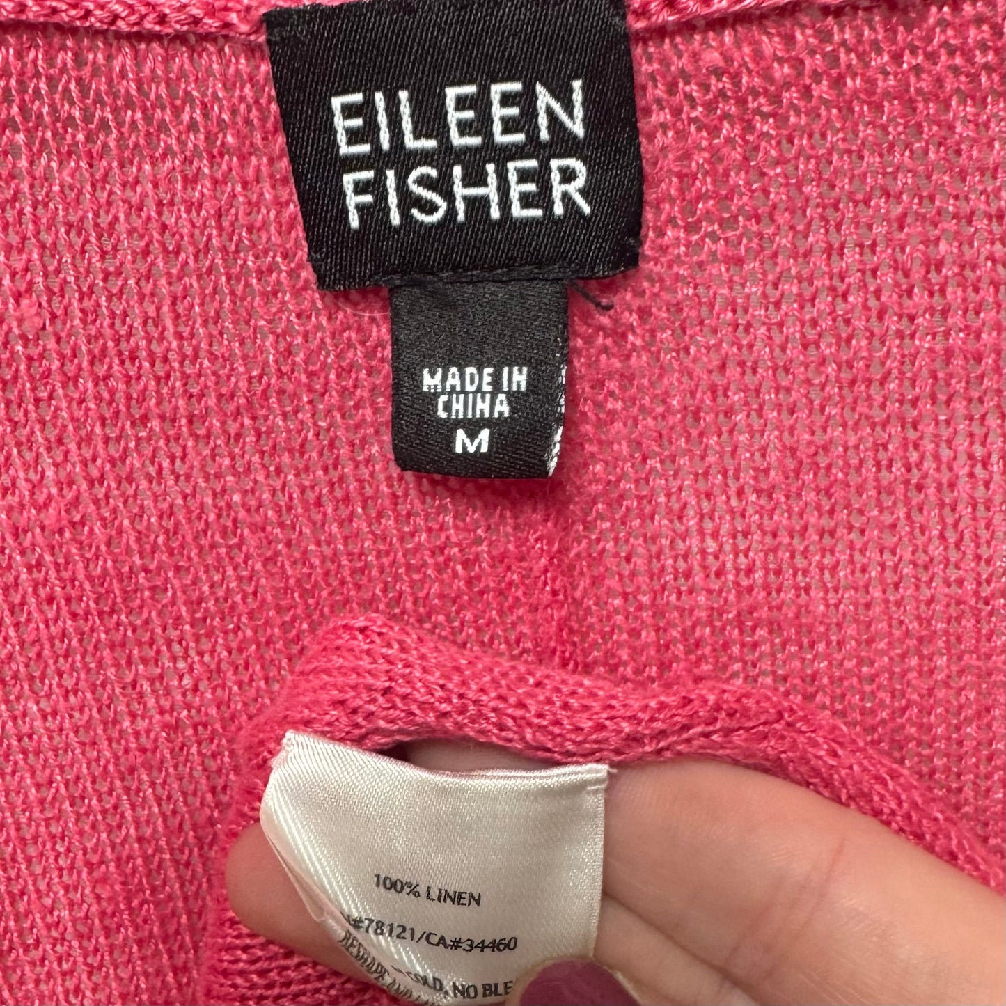 Linen Sweater Cardigan By Eileen Fisher In Pink, Size: M