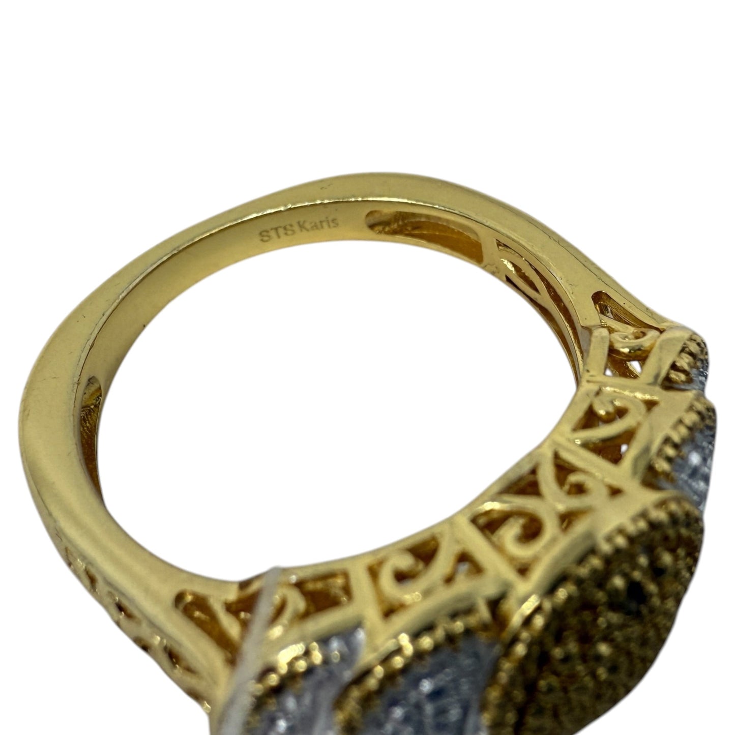 18K Gold Plated Diamond Accent Ring By STS Karis, Size: 10