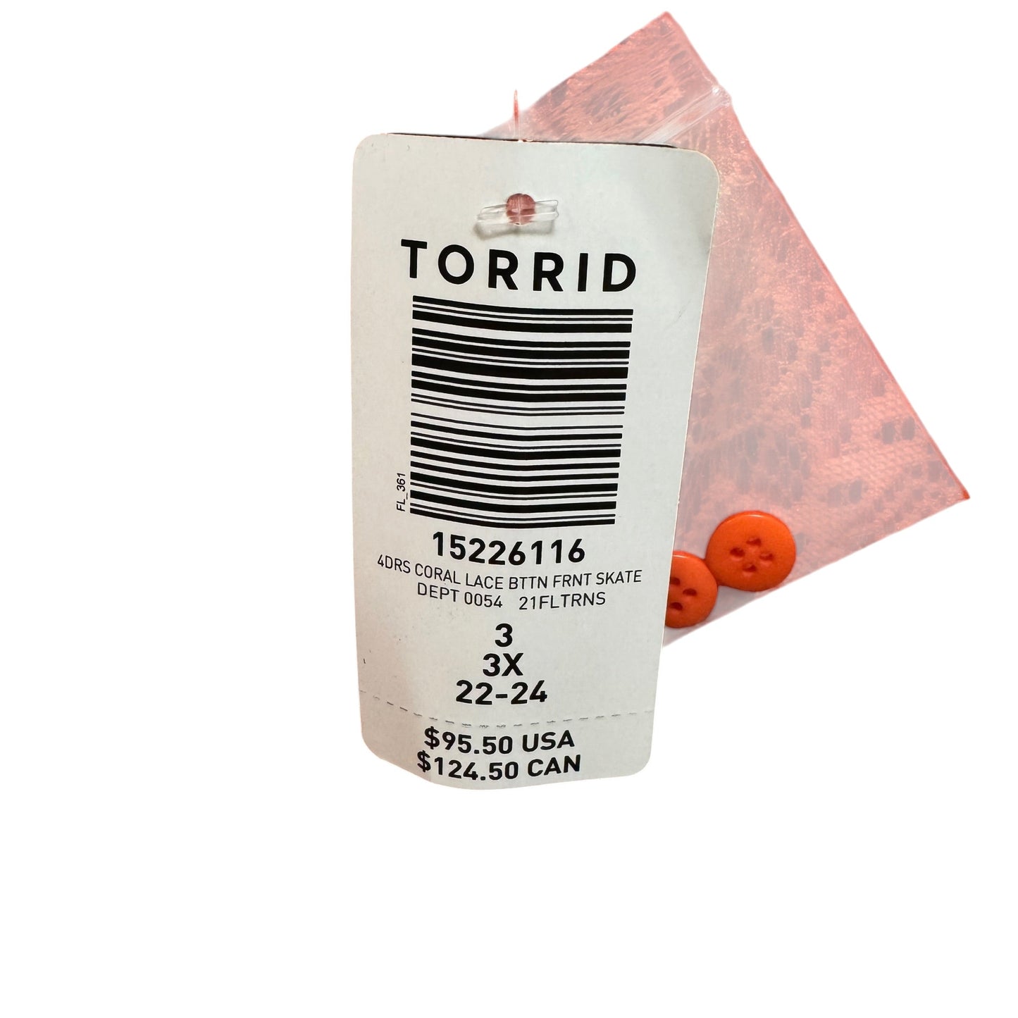 Lace Button Front Skate Dress By Torrid In Coral, Size: 3x
