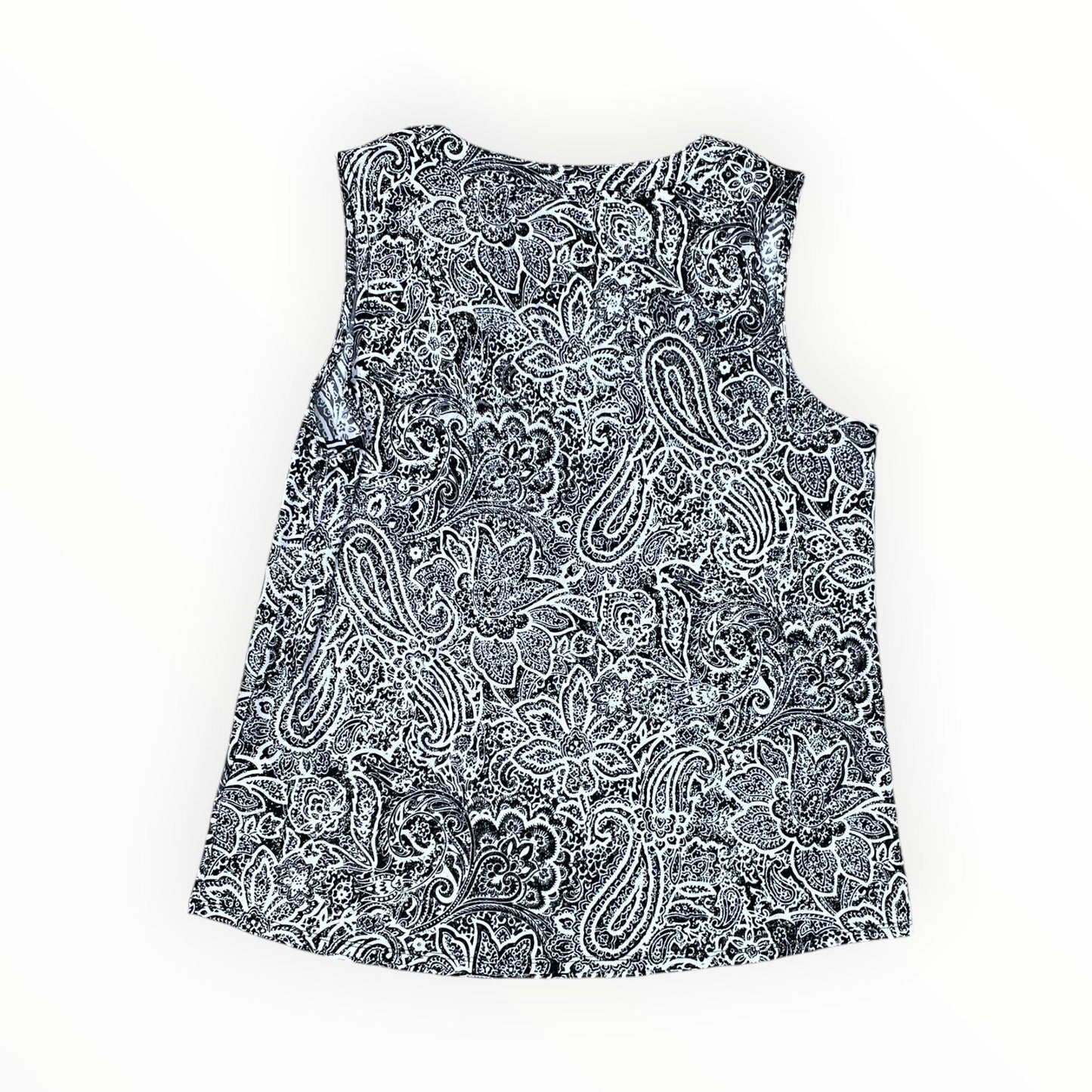 Top Sleeveless By Emily Daniels In Black & White, Size:L