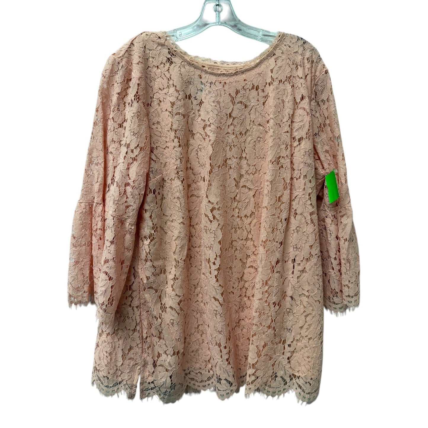 Top 3/4 Sleeve By Isaac Mizrahi Live Qvc In Peach, Size:Xl