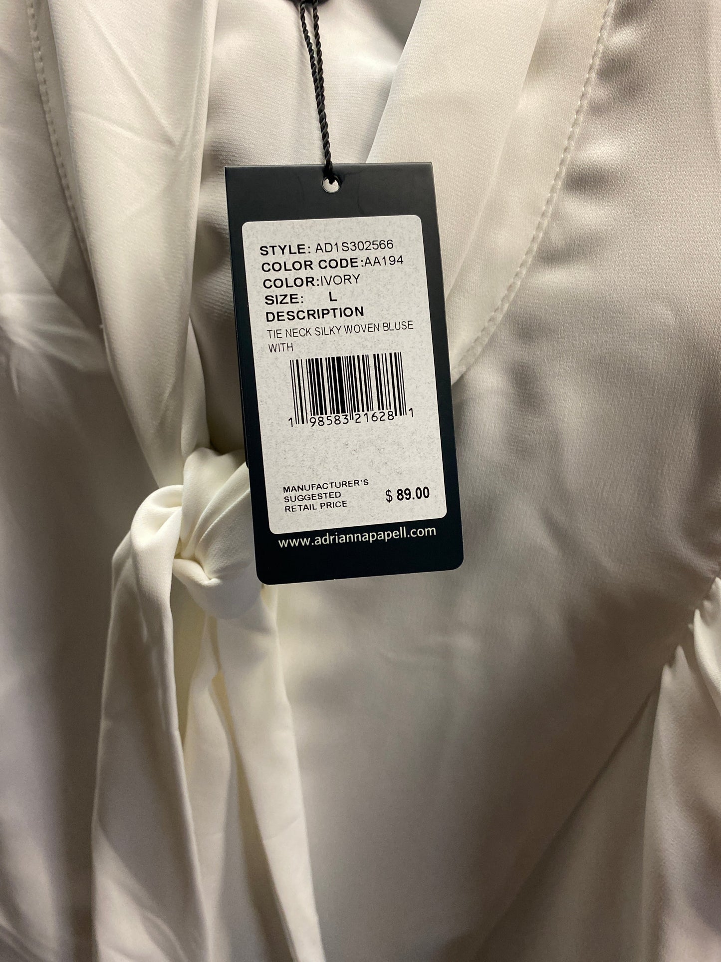 Top Long Sleeve By Adrianna Papell In White, Size: L
