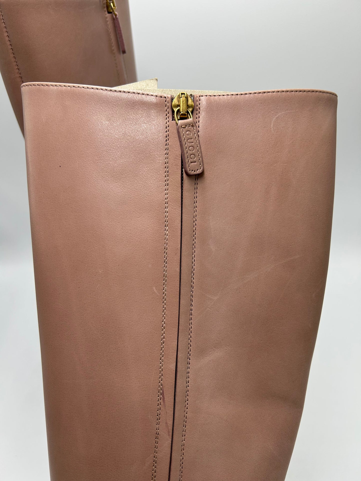 Gucci Arielle x Swarovski Heel Crystal Leather Luxury Boots, Size: 7 (37)