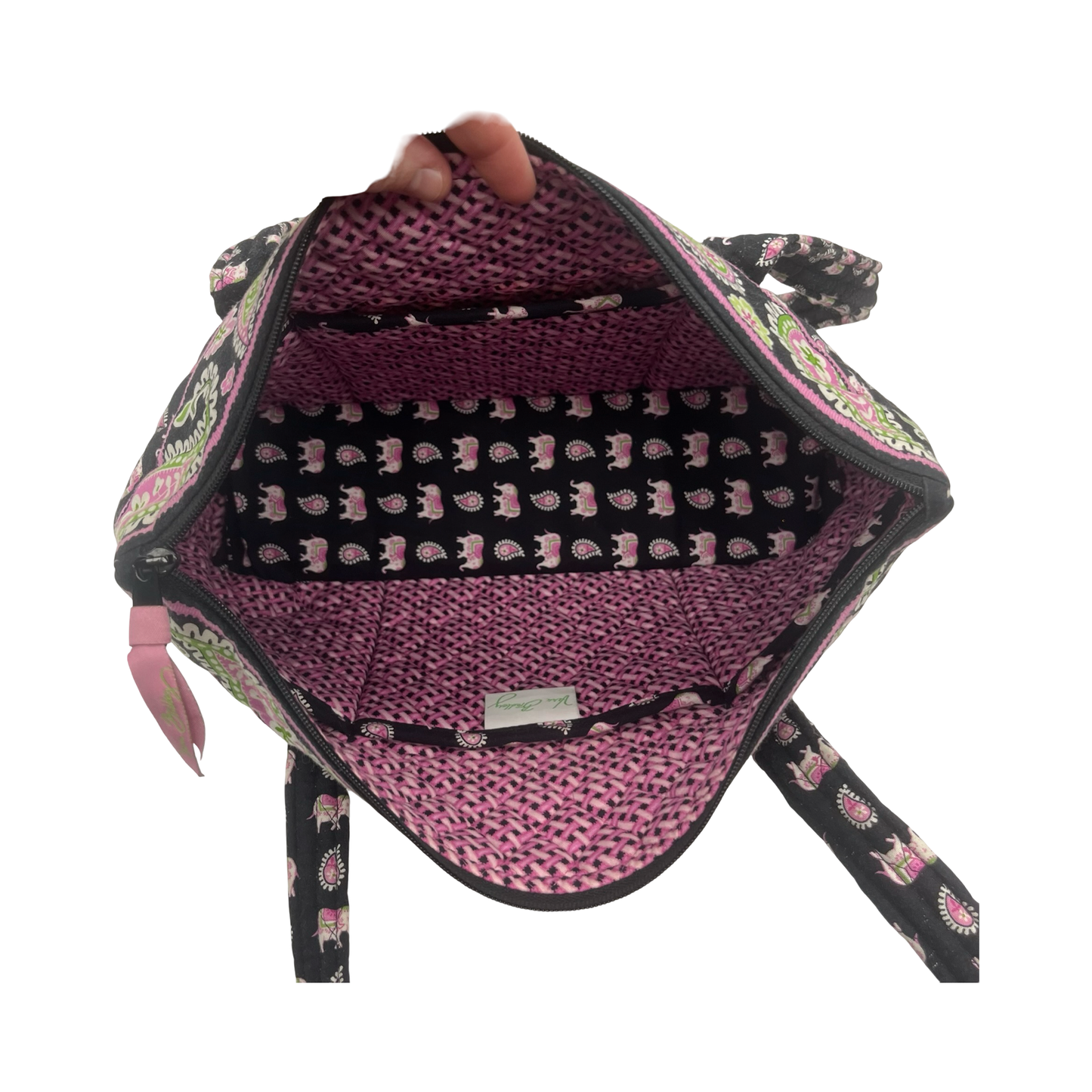Handbag By Vera Bradley In Black & Pink, Size:Medium