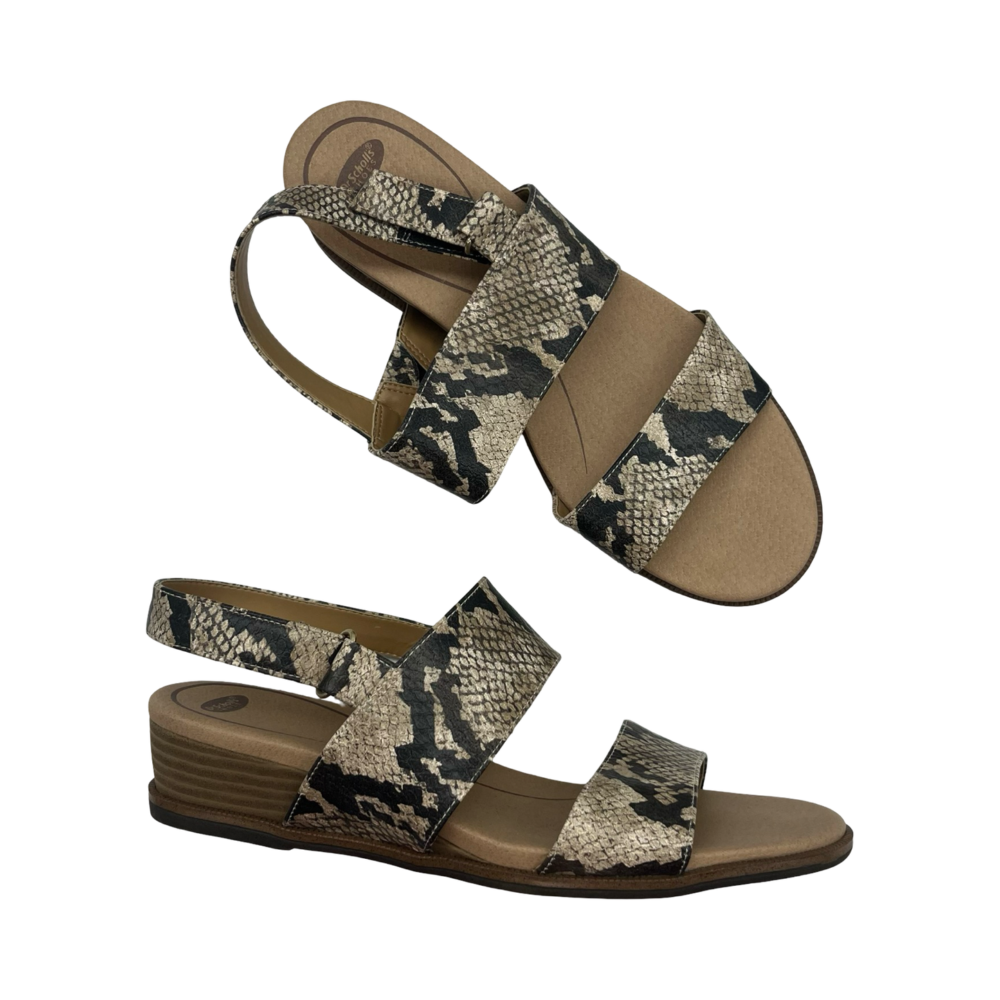 Sandals Flats By Dr Scholls In Snakeskin Print, Size:9.5