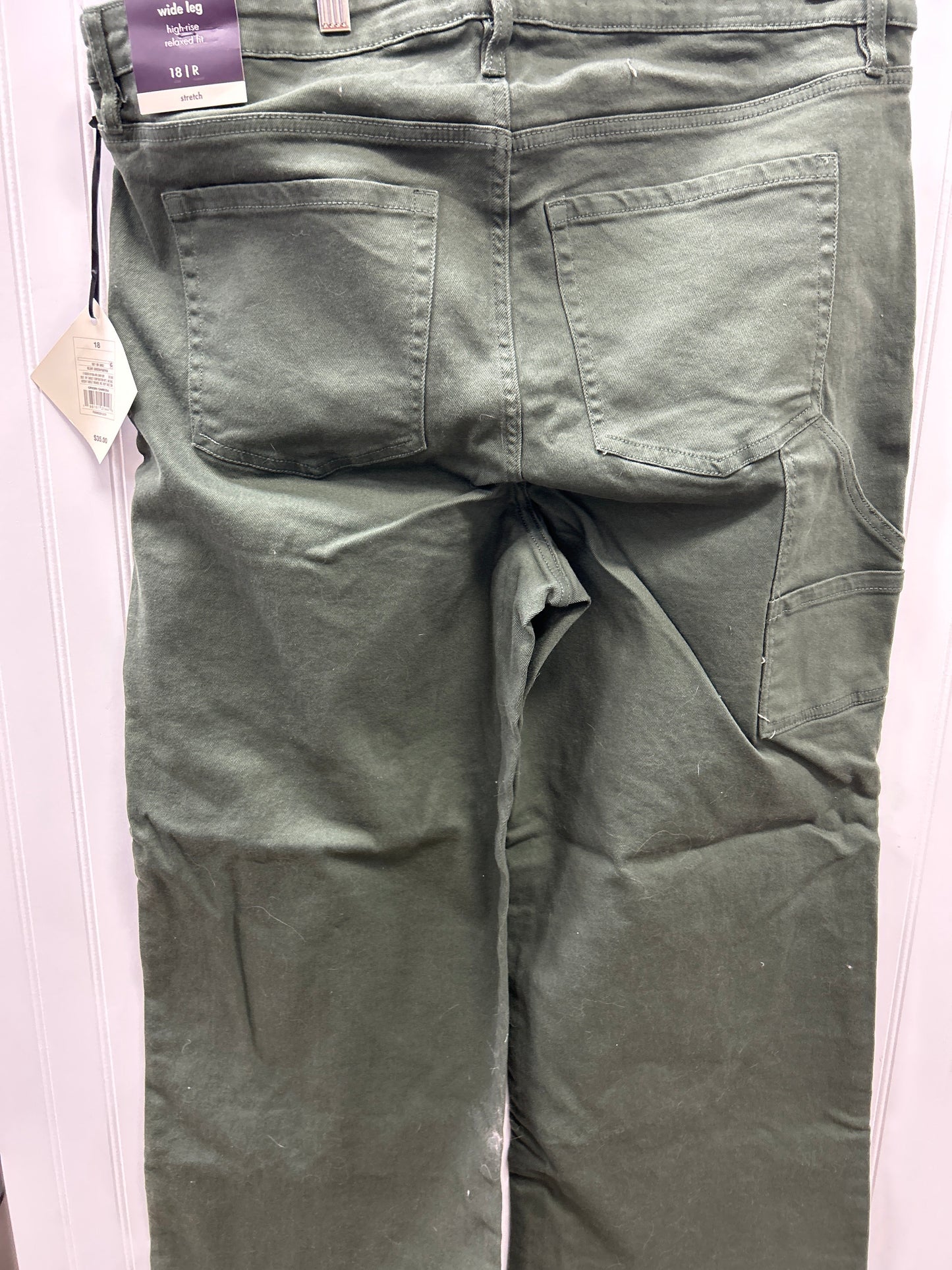 Jeans Wide Leg By Ava & Viv In Green Denim, Size:18