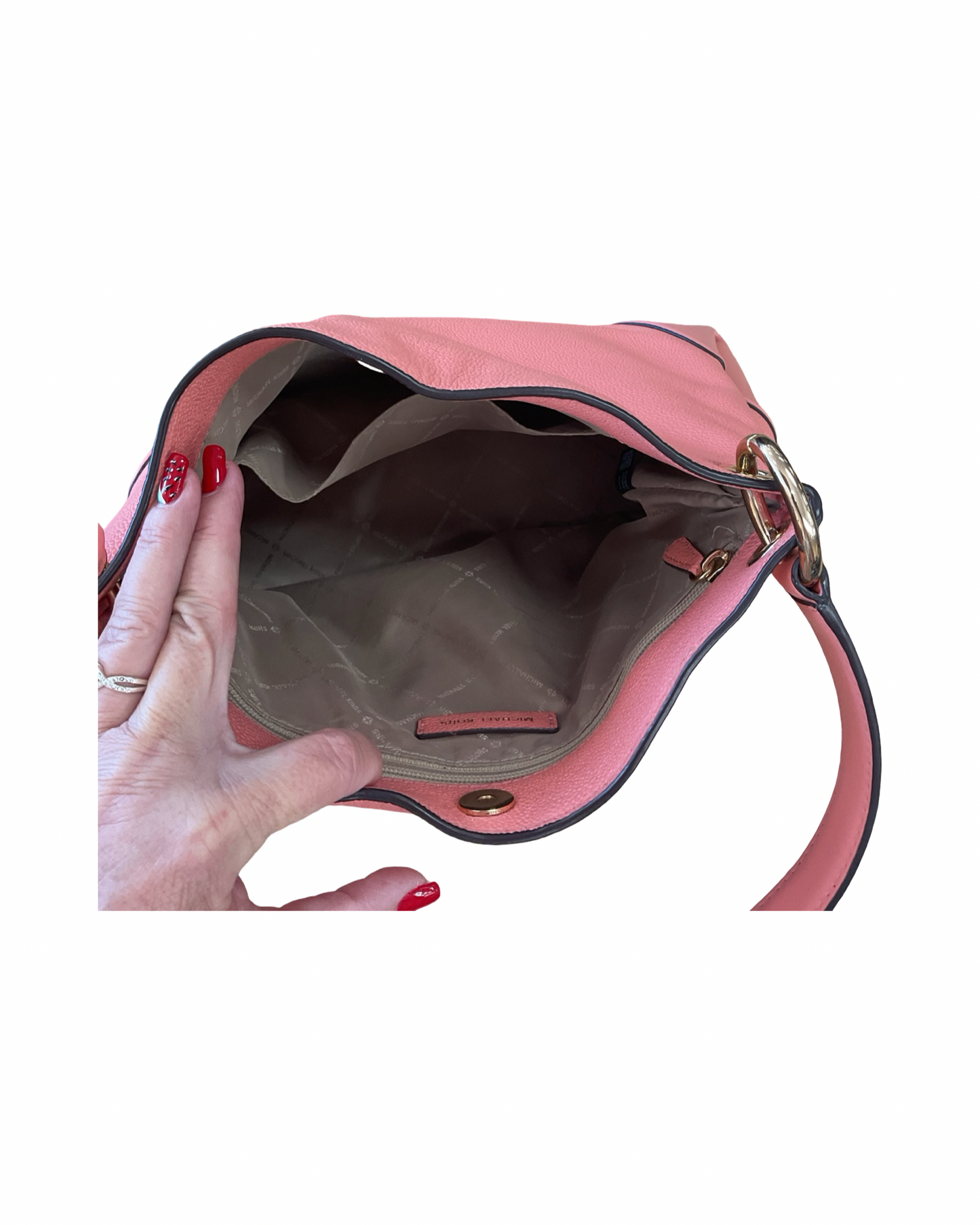 Handbag Designer By Michael Kors In Coral, Size:Medium