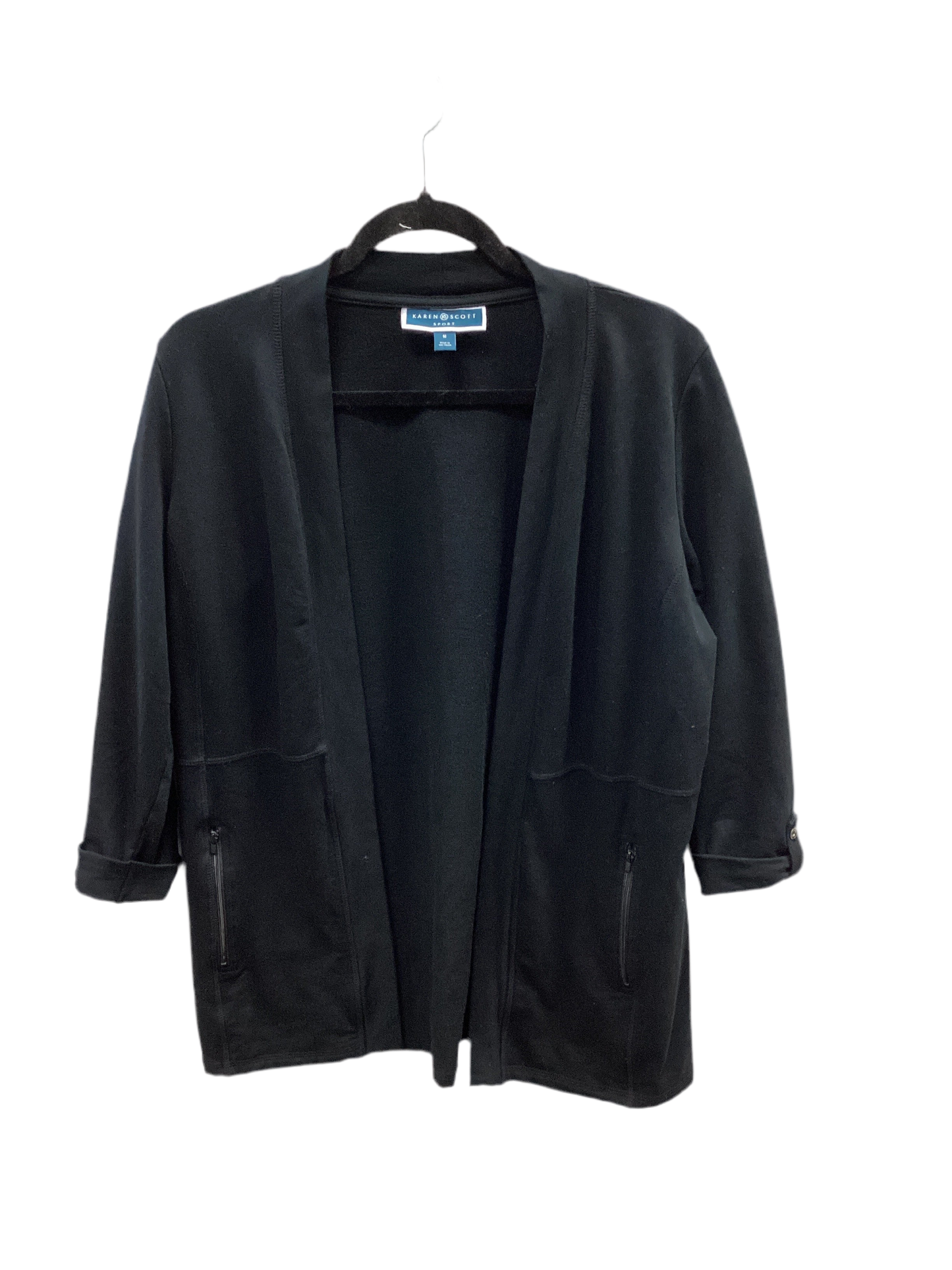 Sweater Cardigan By Karen Scott In Black, Size:M
