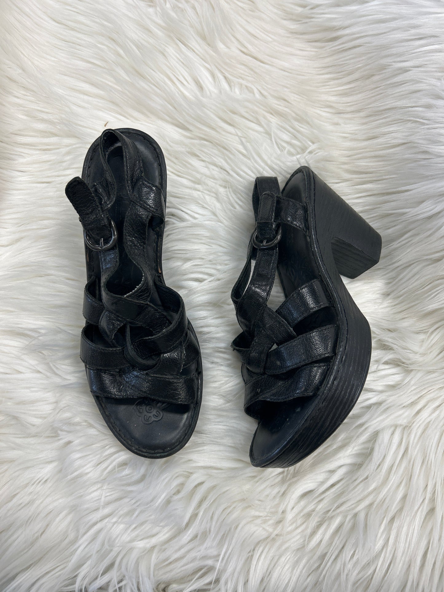 Sandals Heels Block By Born In Black, Size:7