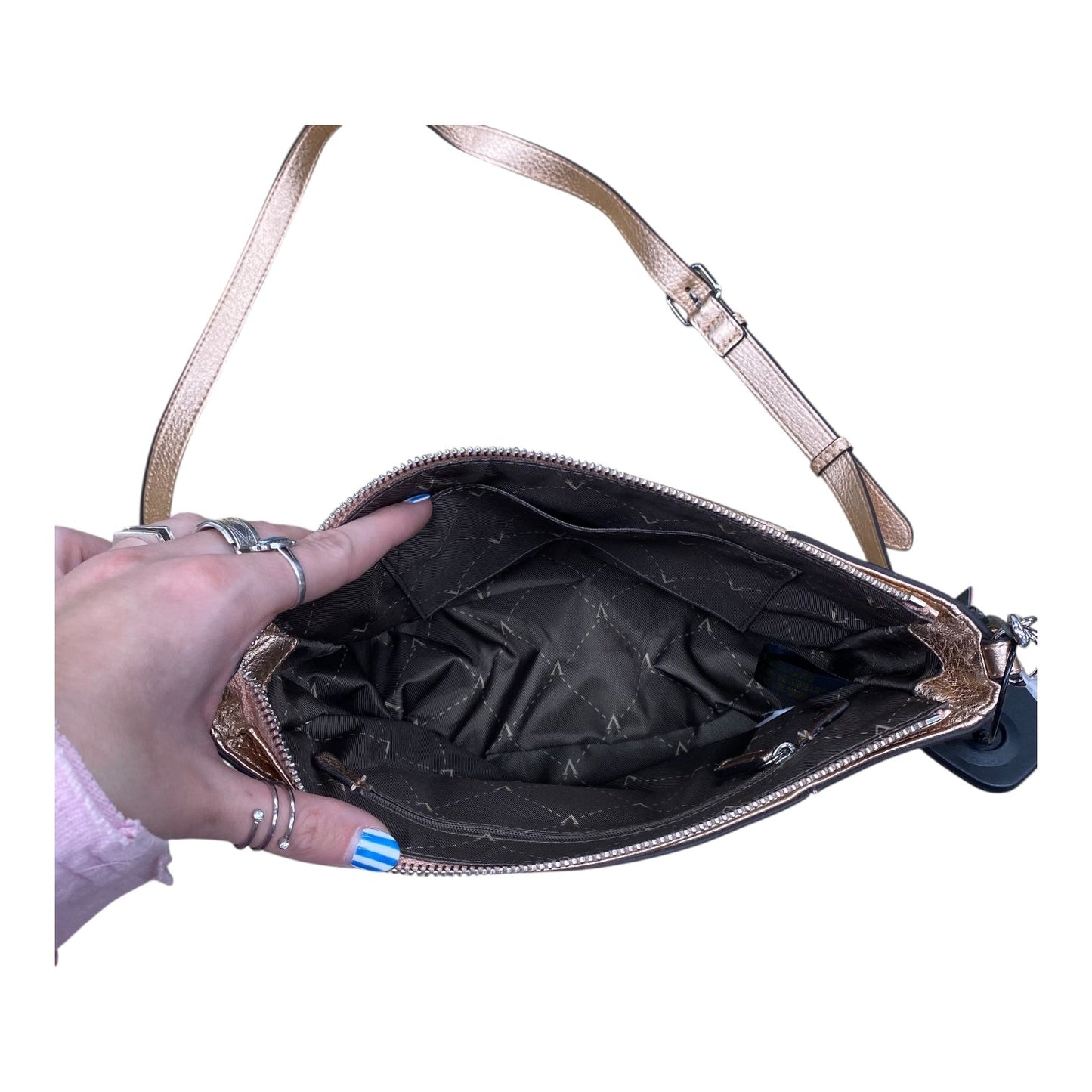 Handbag Leather By Vince Camuto In Rose Gold, Size:Small