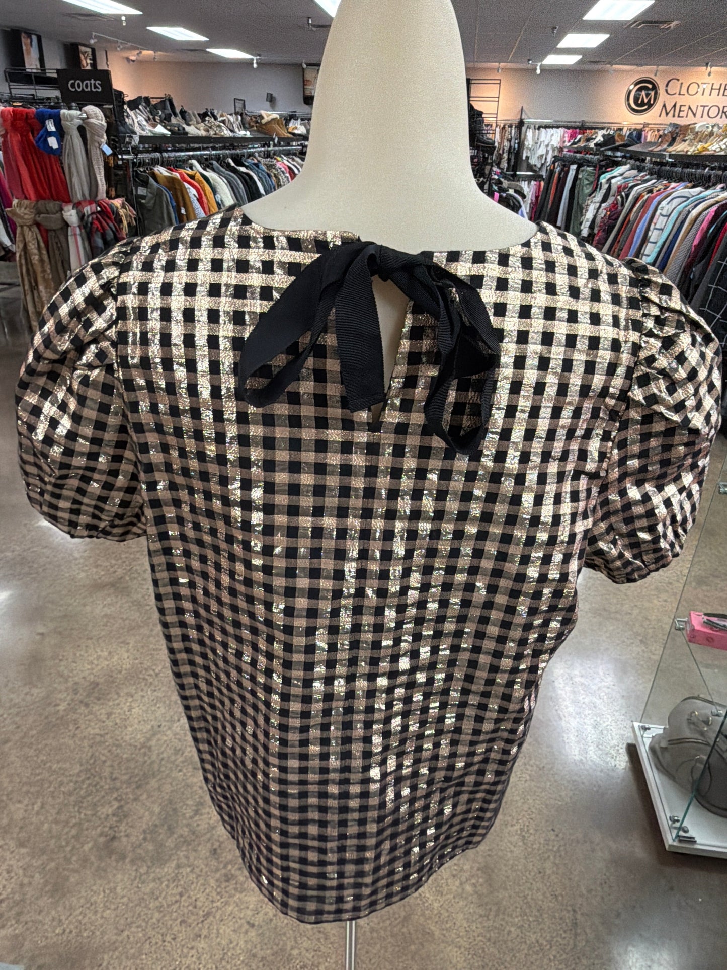 Top Ss By J. Crew In Black & Gold, Size:M