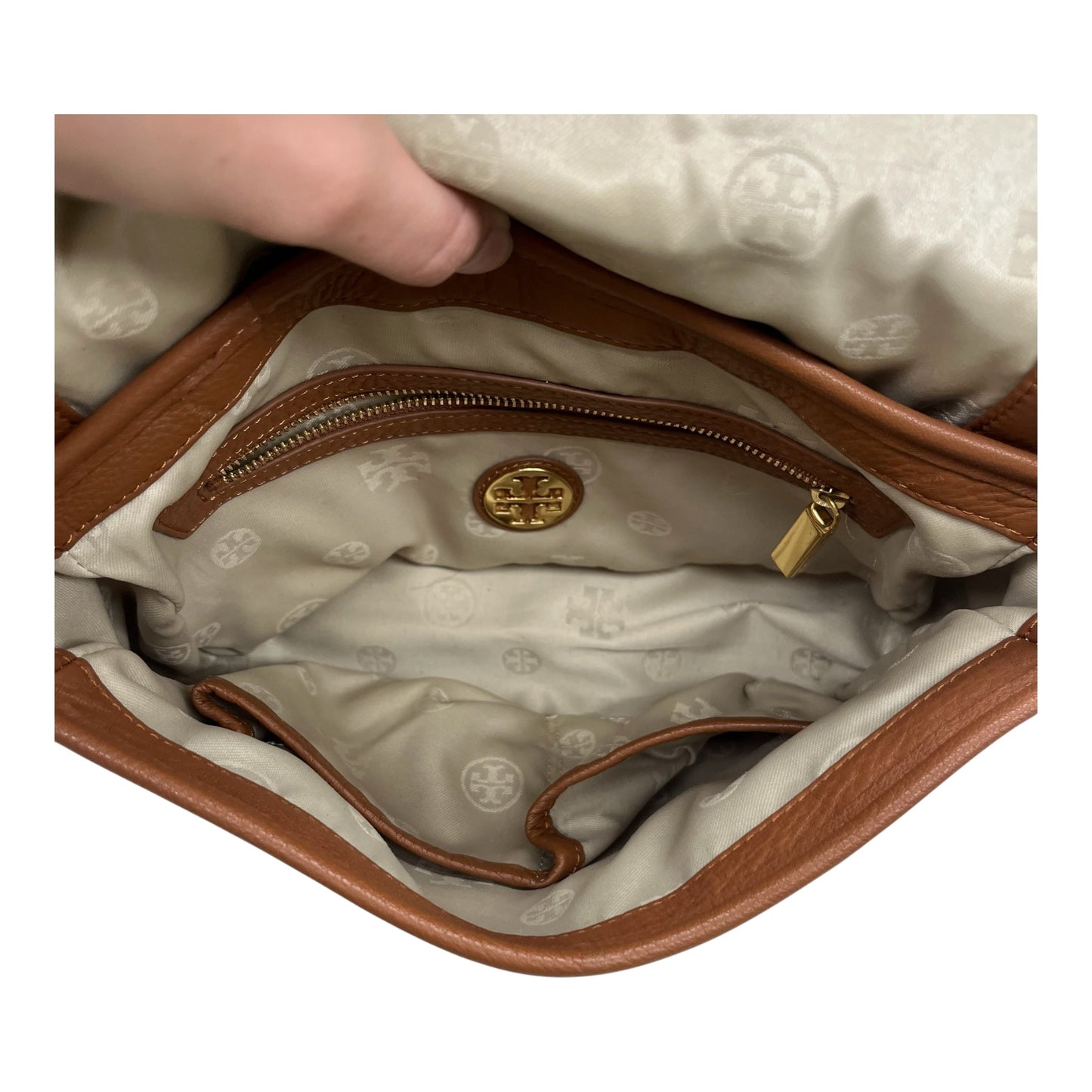 Handbag Designer By Tory Burch In Brown, Size:Medium