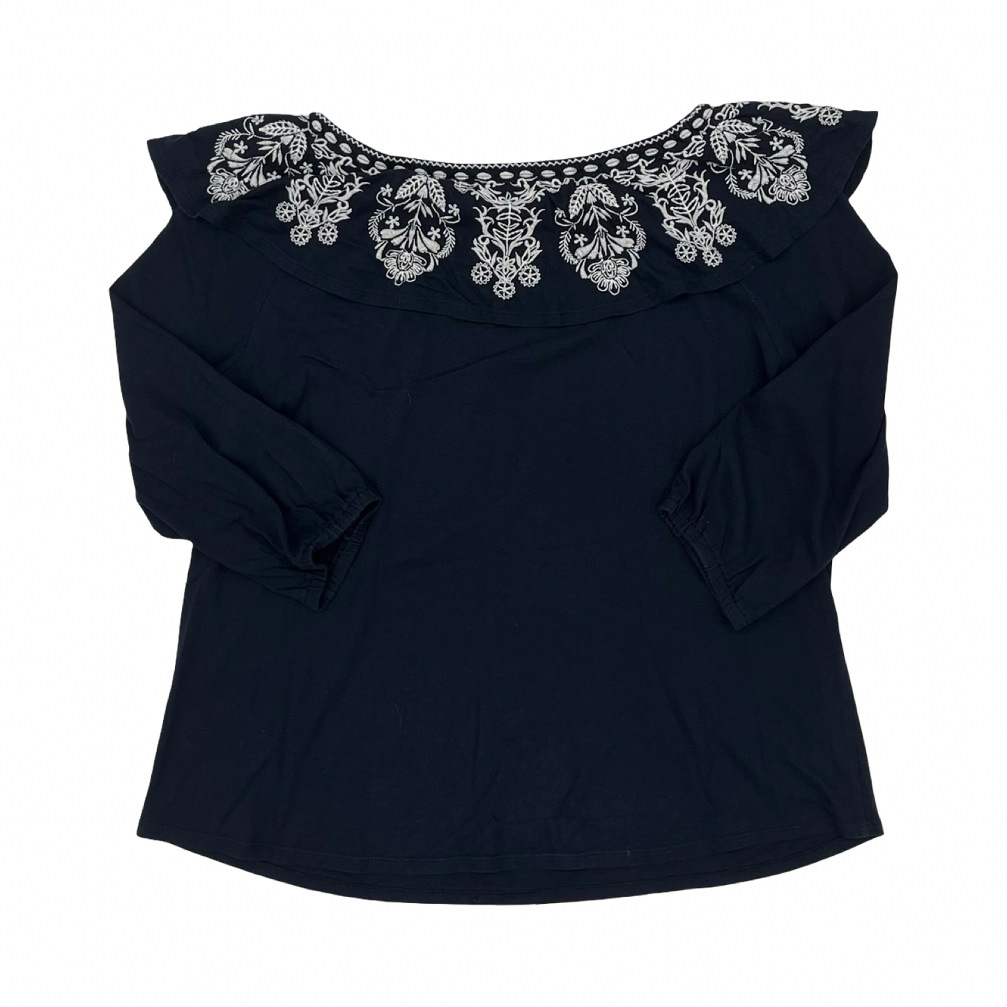Top 3/4 Sleeve By J. Jill In Blue & White, Size:L