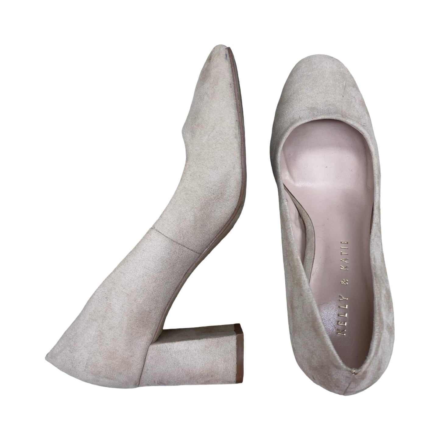Shoes Heels Block By Kelly And Katie In Beige, Size:7