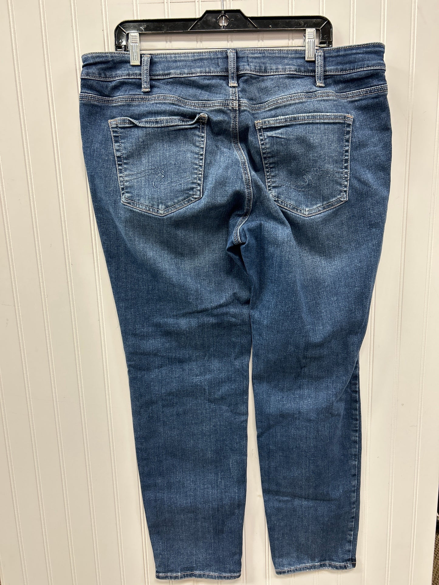 Jeans Straight By Silver In Blue Denim, Size:18