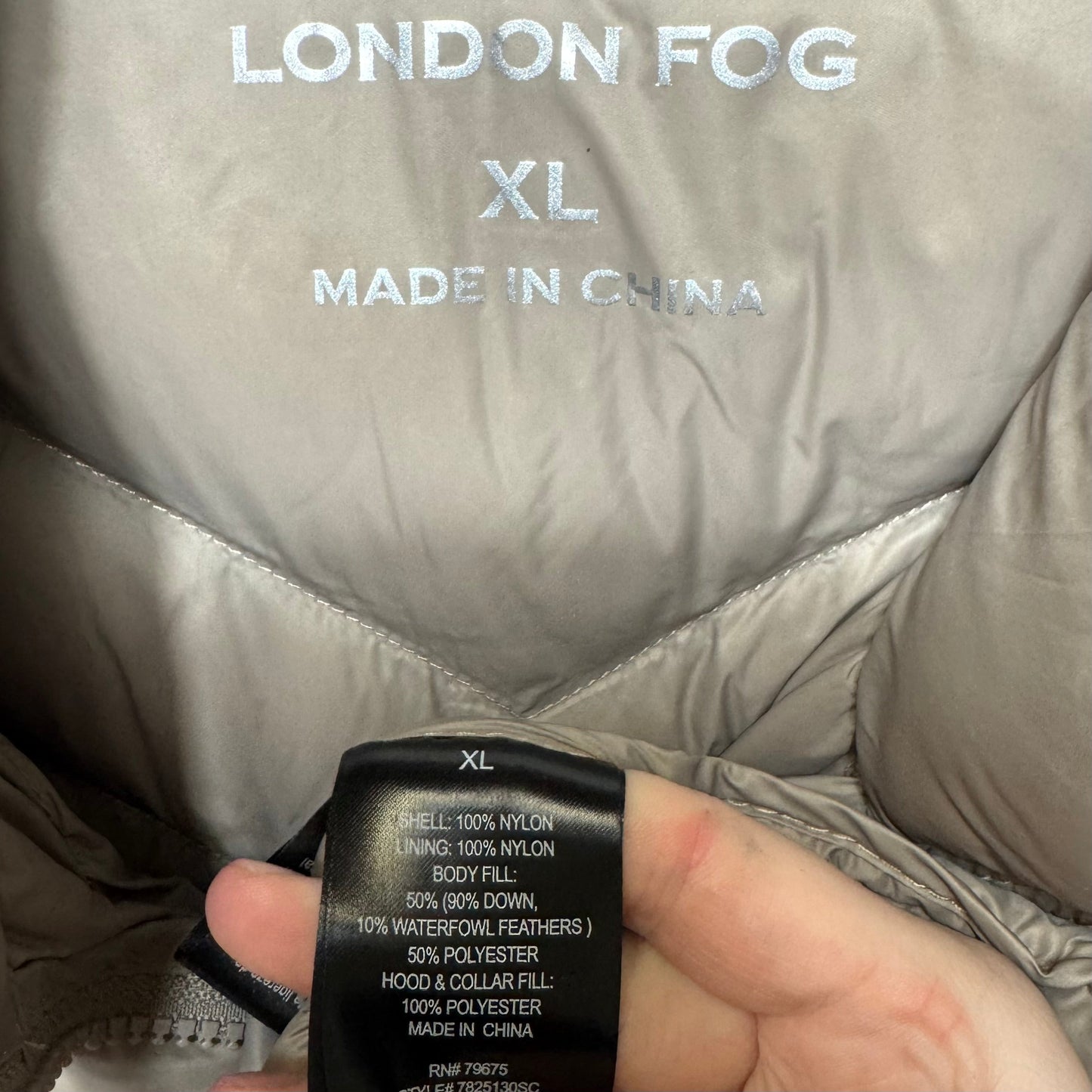 Down Blend Fill Jacket Puffer & Quilted By London Fog In Taupe, Size: XL