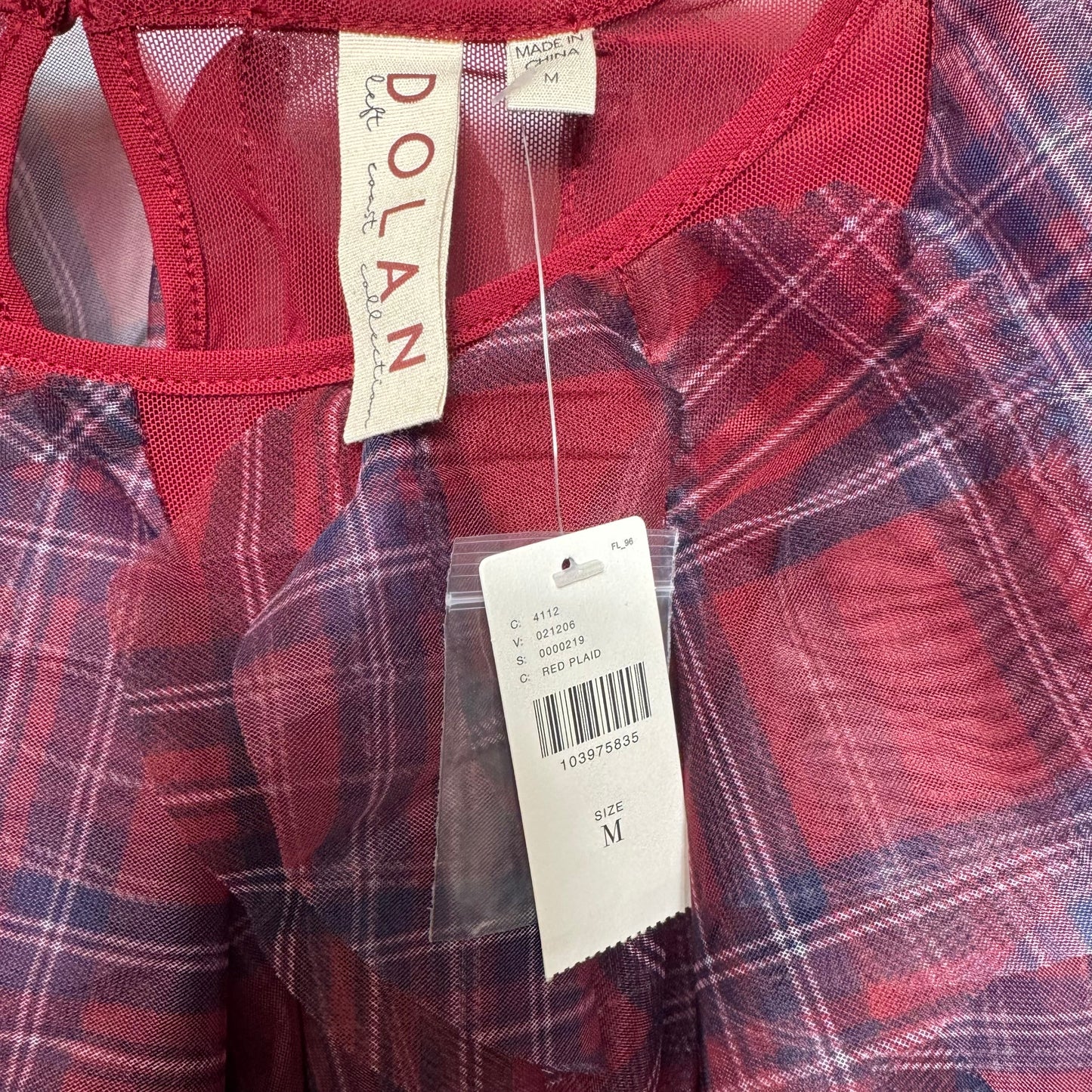 Ruffle Plaid Crew-Neck Blouse By Dolan Left Coast X Anthropologie In Red Plaid Pattern, Size: M