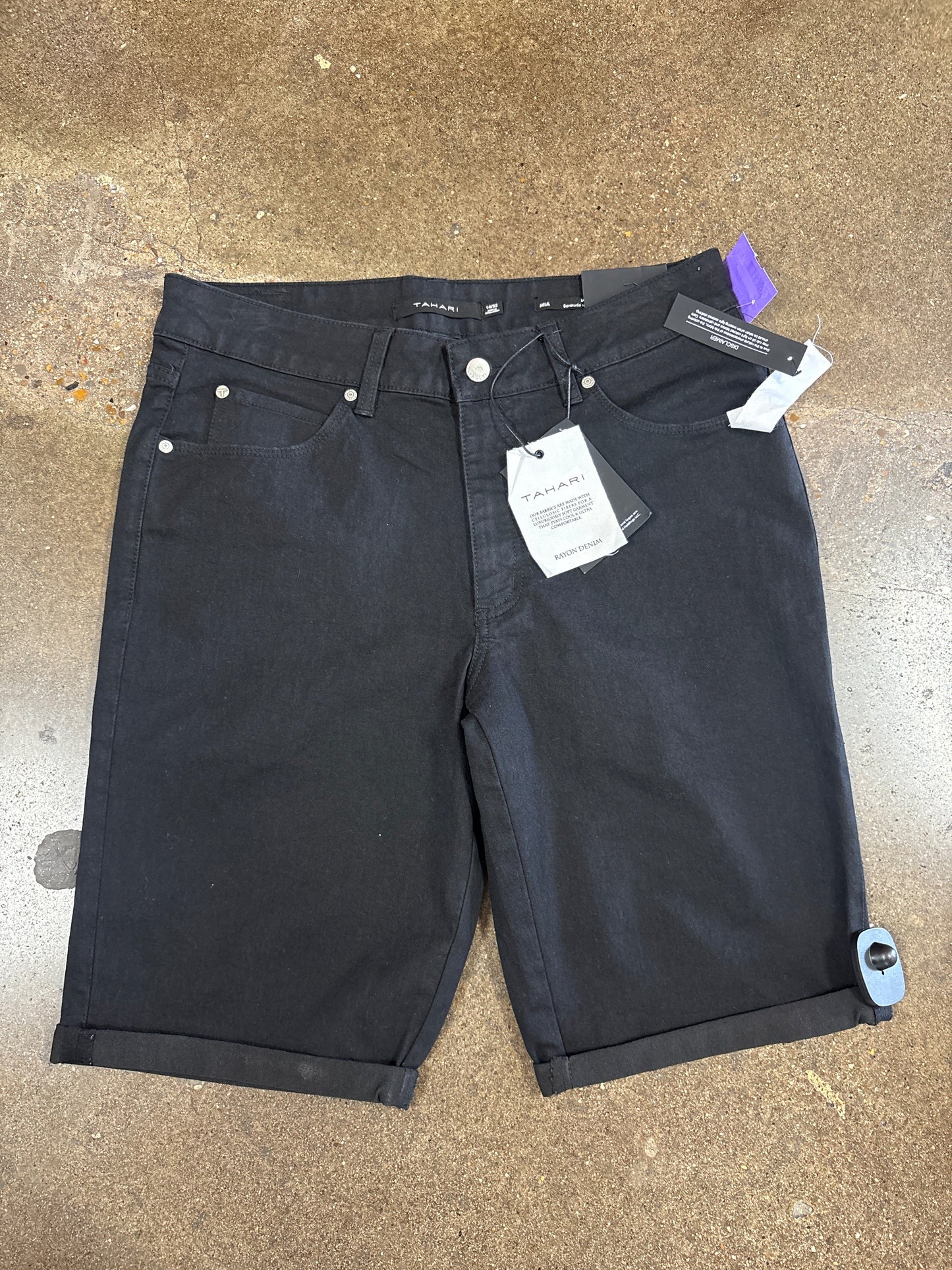 Shorts By Tahari In Black Denim, Size:14