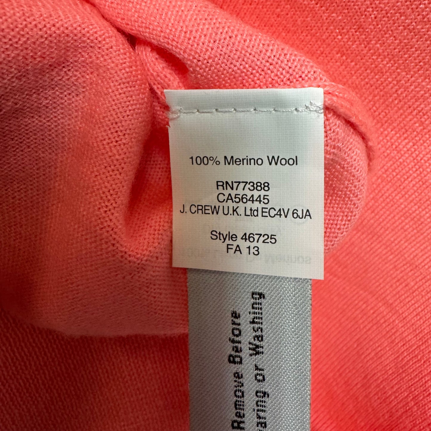 Merino Wool Sweater By J. Crew In Coral, Size: XXS