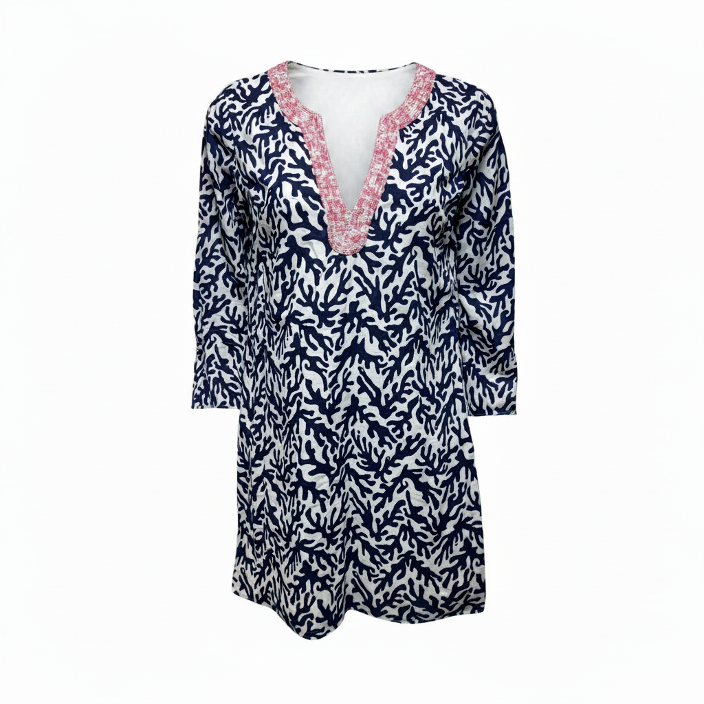 Courtney Tunic Dress Designer By Lilly Pulitzer In Bright Navy Treasure, Size: Xs