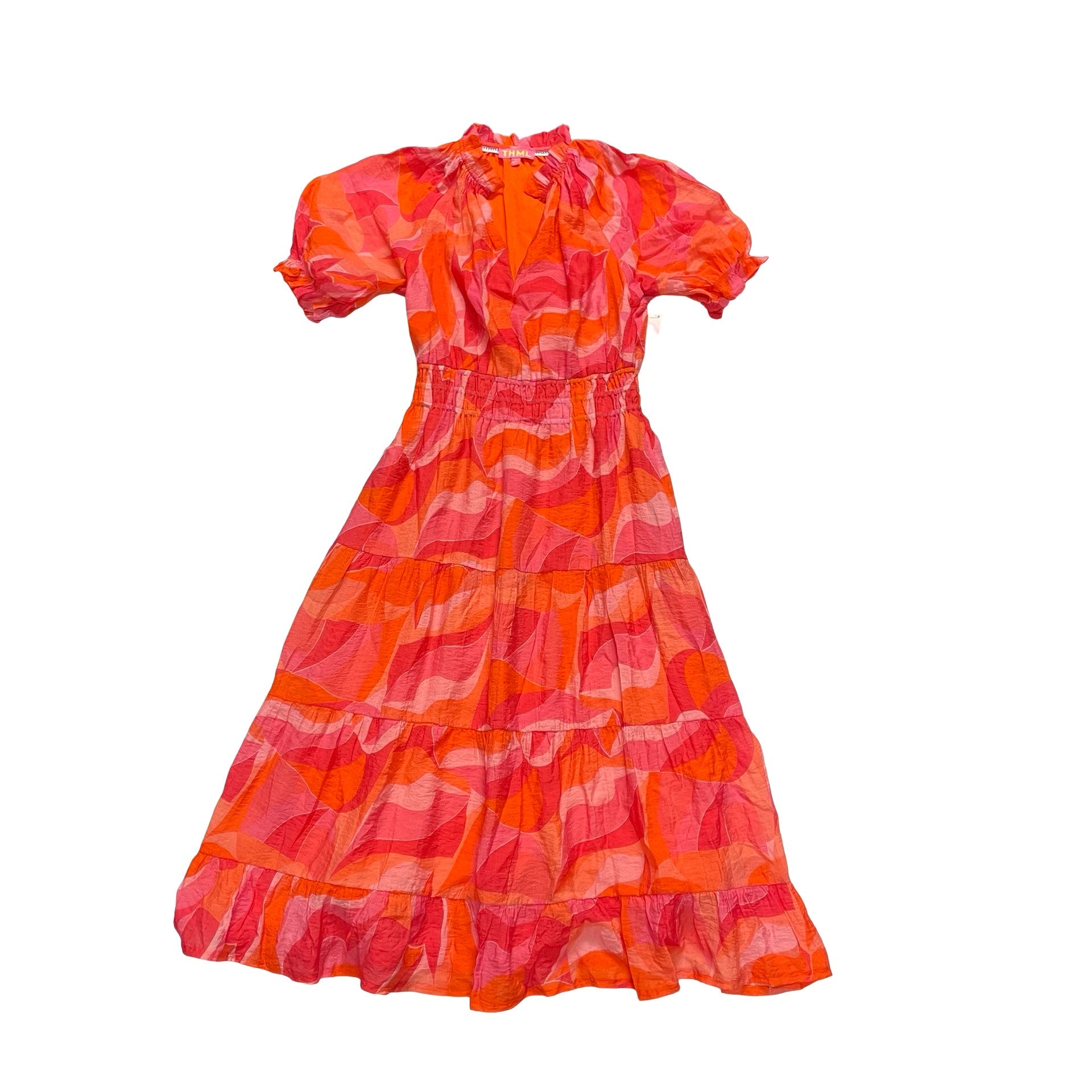 thml orange dress (THML) The Mony Button Dress-Orange