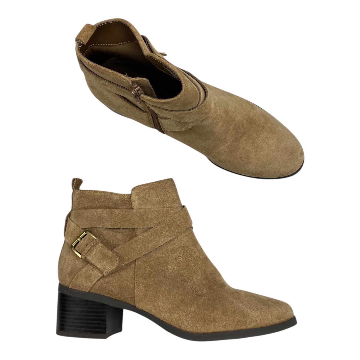 Boots Ankle Heels By Anne Klein In Tan, Size:7.5