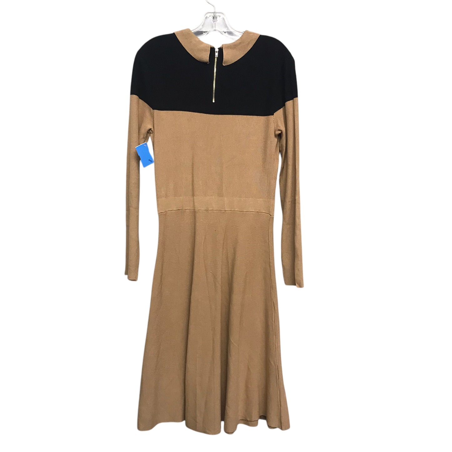 Dress Casual Midi By New York And Co In Black & Tan, Size:M