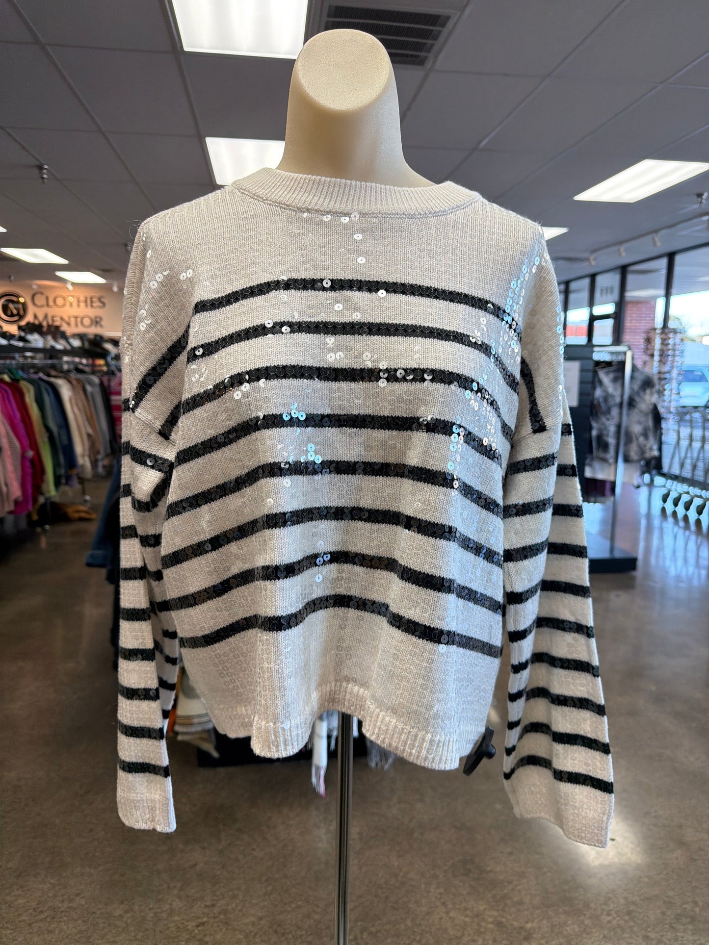 Sweater By Loft In Black & White, Size:Mp