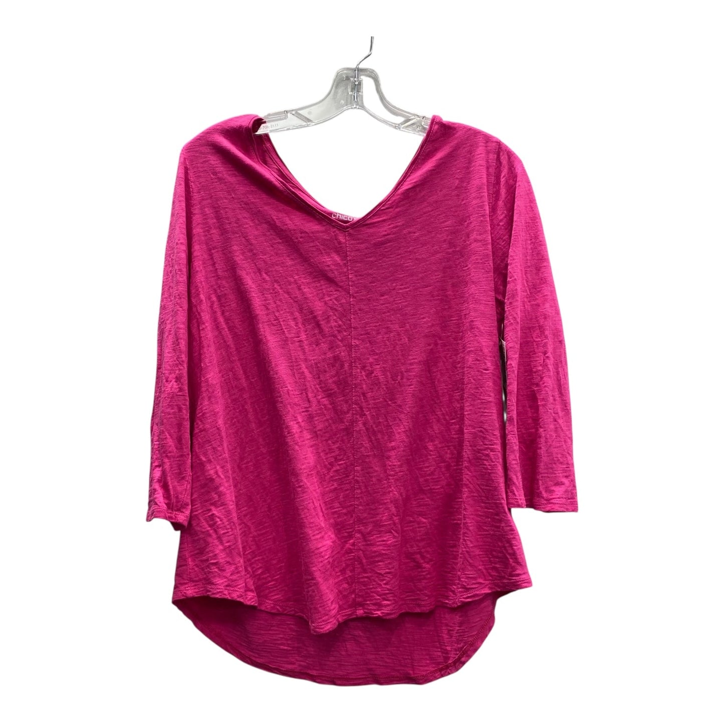 Top 3/4 Sleeve By Chicos In Pink, Size:L